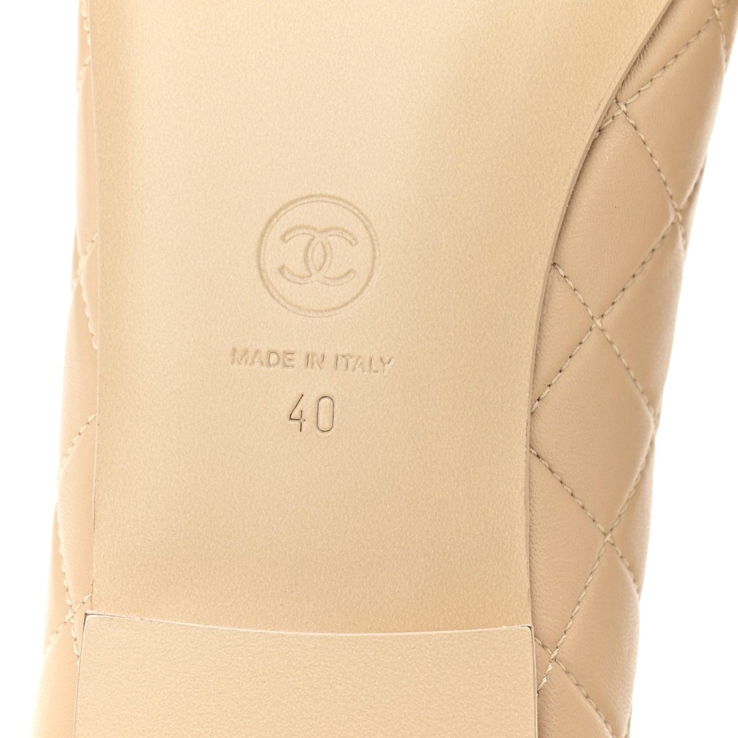 Lambskin Quilted CC Ballerina Flats 40 Light Beige