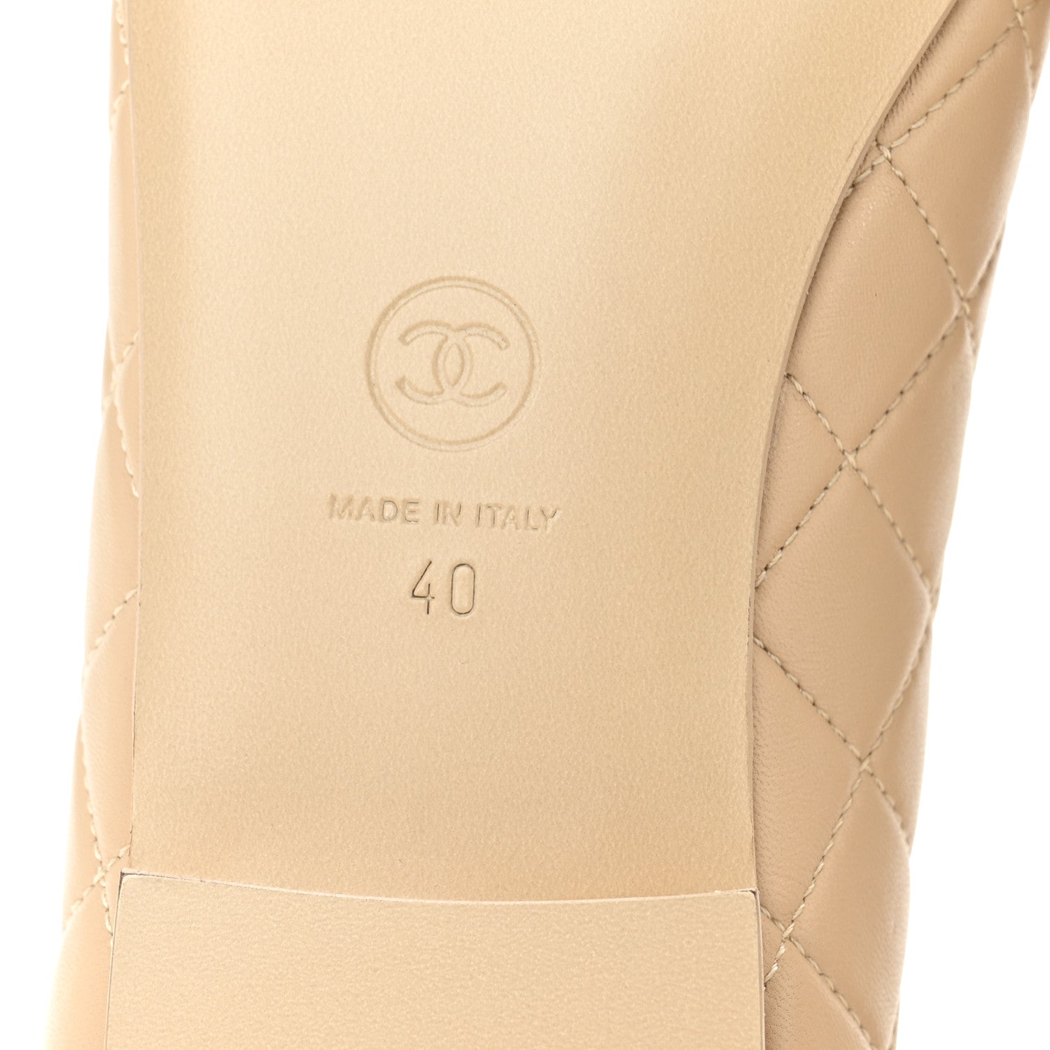 Chanel Lambskin Quilted CC Ballerina Flats 40 Light Beige 7 of 11