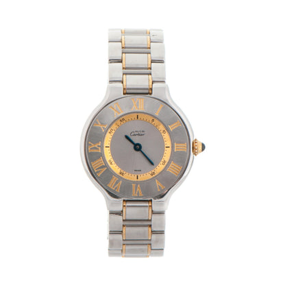 Cartier Stainless Steel 18K Yellow Gold 28mm Must De 21 Quartz Watch 1 of 8