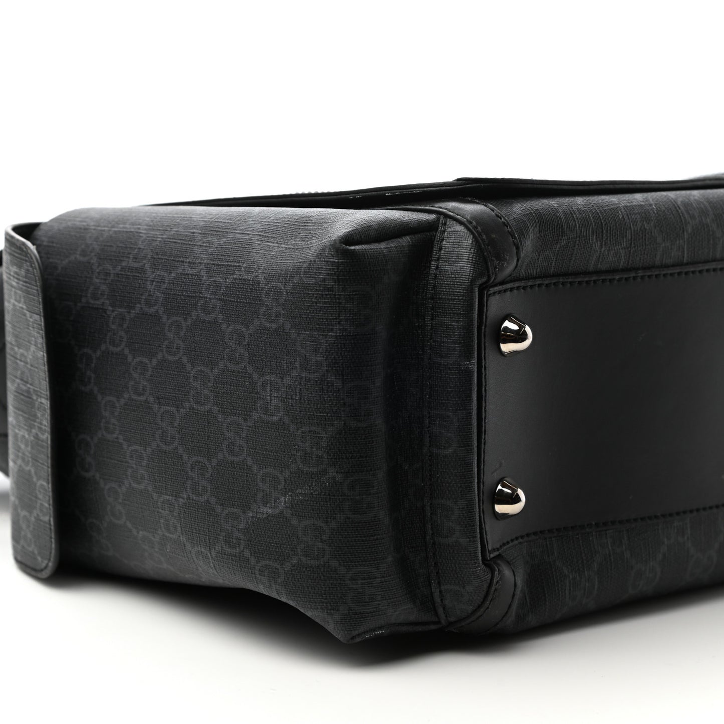 GG Supreme Monogram Web Messenger Diaper Bag Black Grey