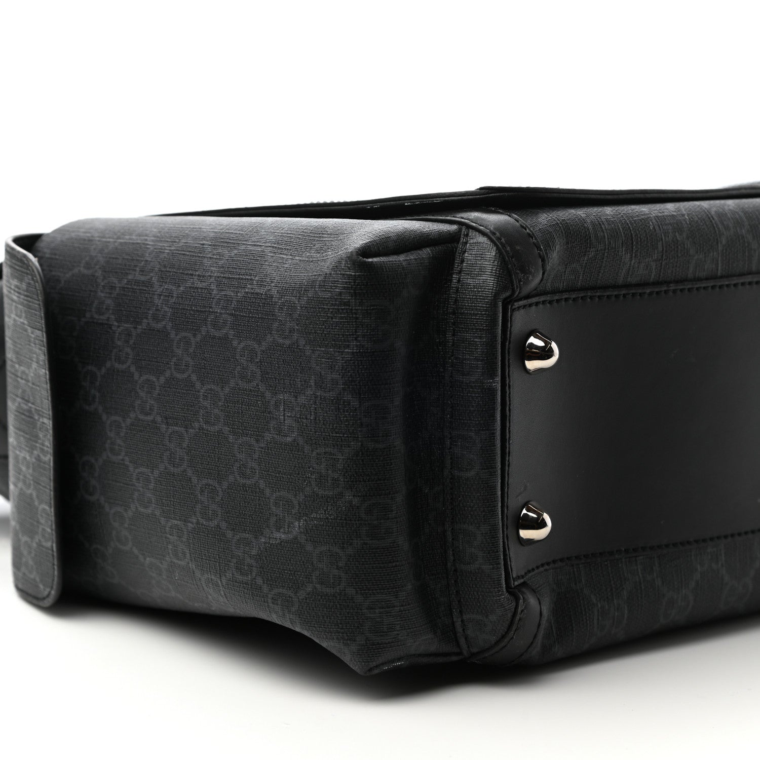 Gucci GG Supreme Monogram Web Messenger Diaper Bag Black Grey 4 of 8