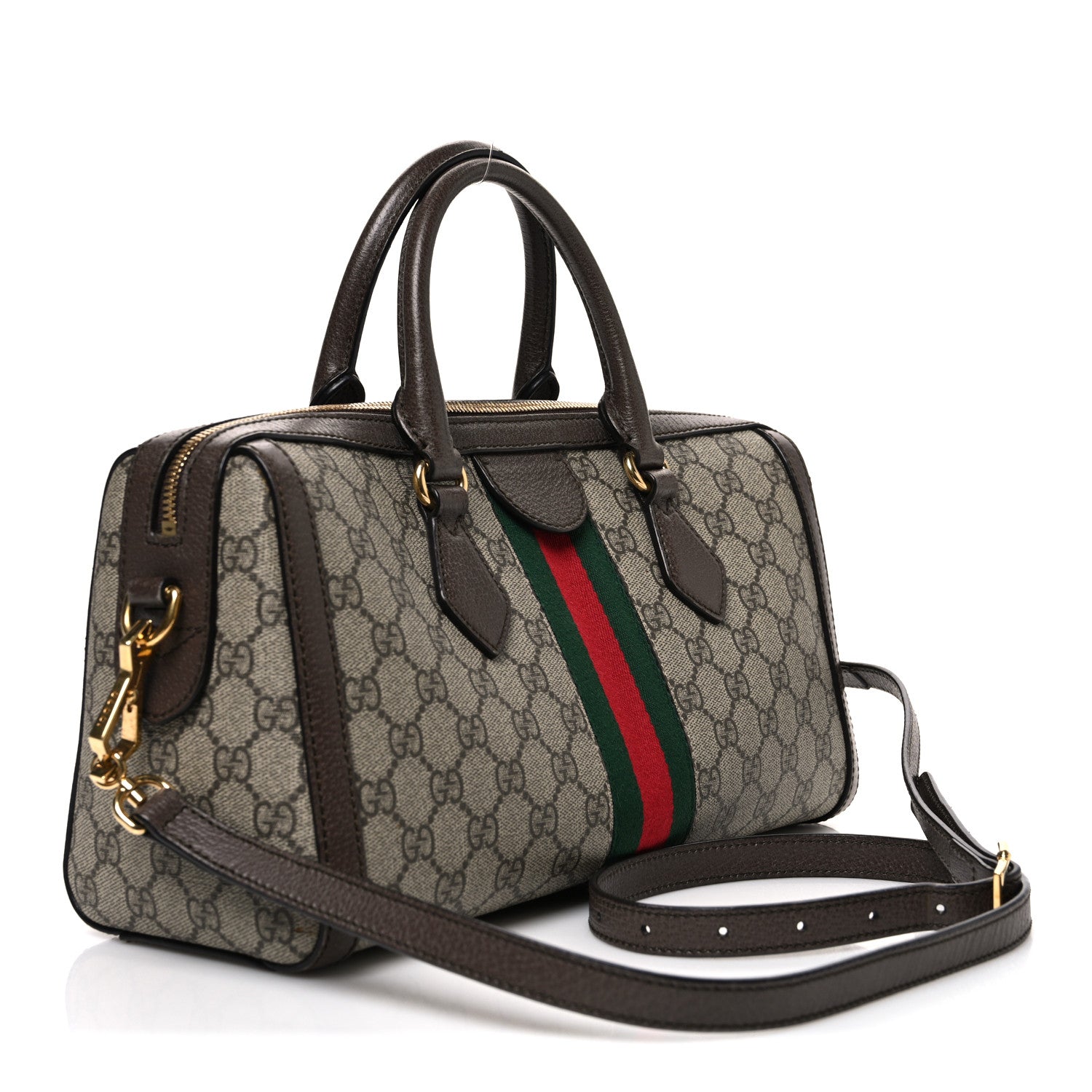 Gucci GG Supreme Monogram Web Medium Ophidia Boston Brown 3 of 10