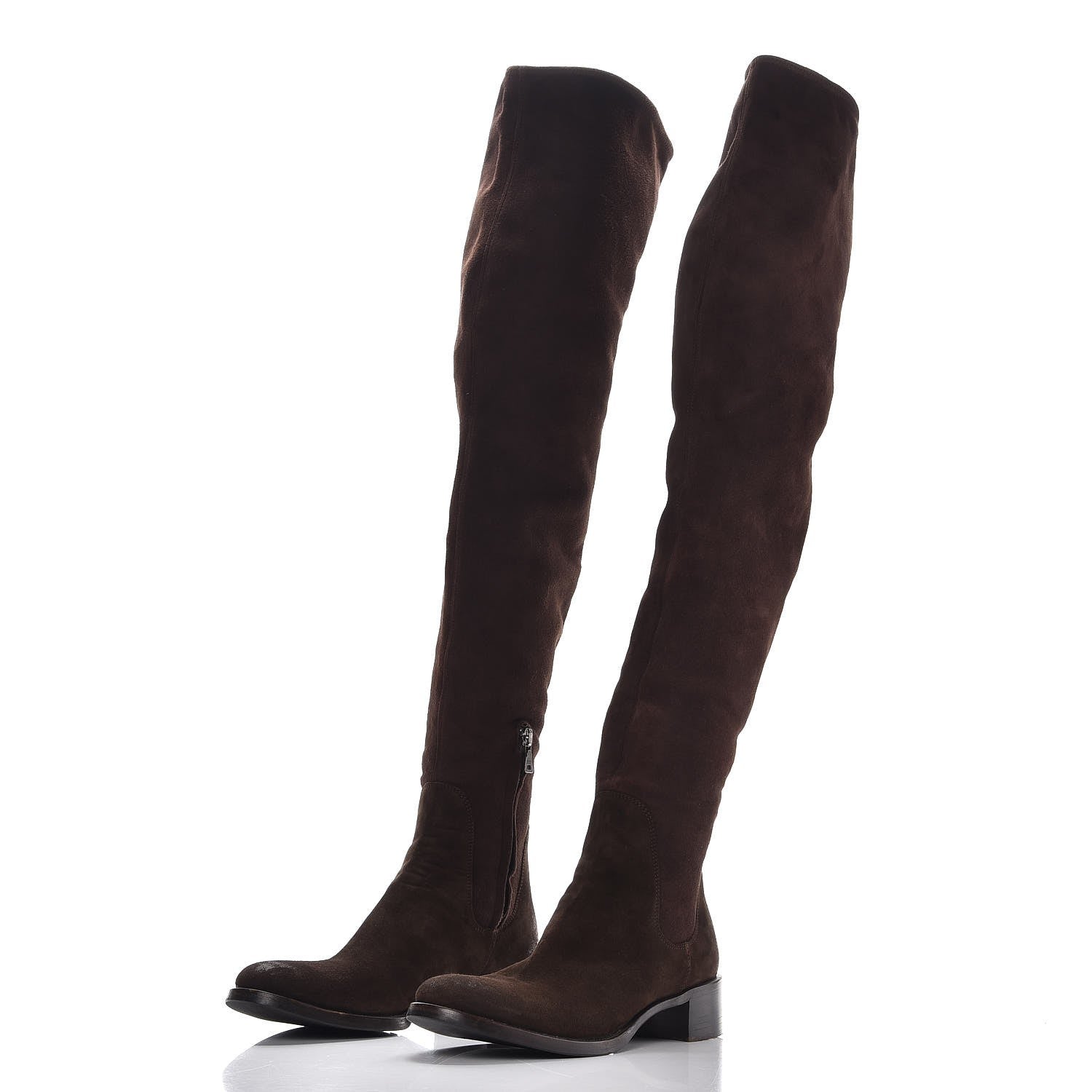 Prada Suede High Boots 37 Brown 3 of 9