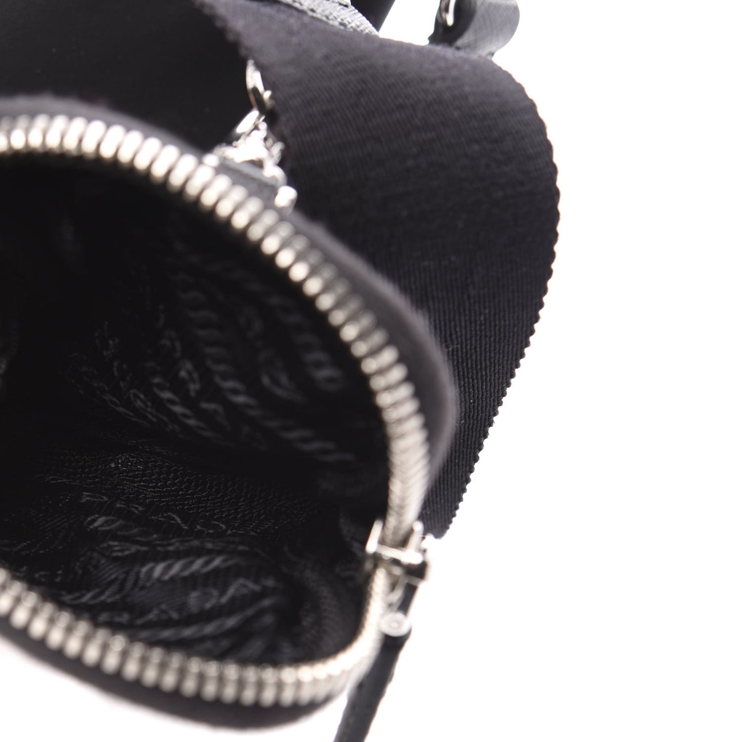 Nylon Rubber Logo Compact Crossbody Bag Black