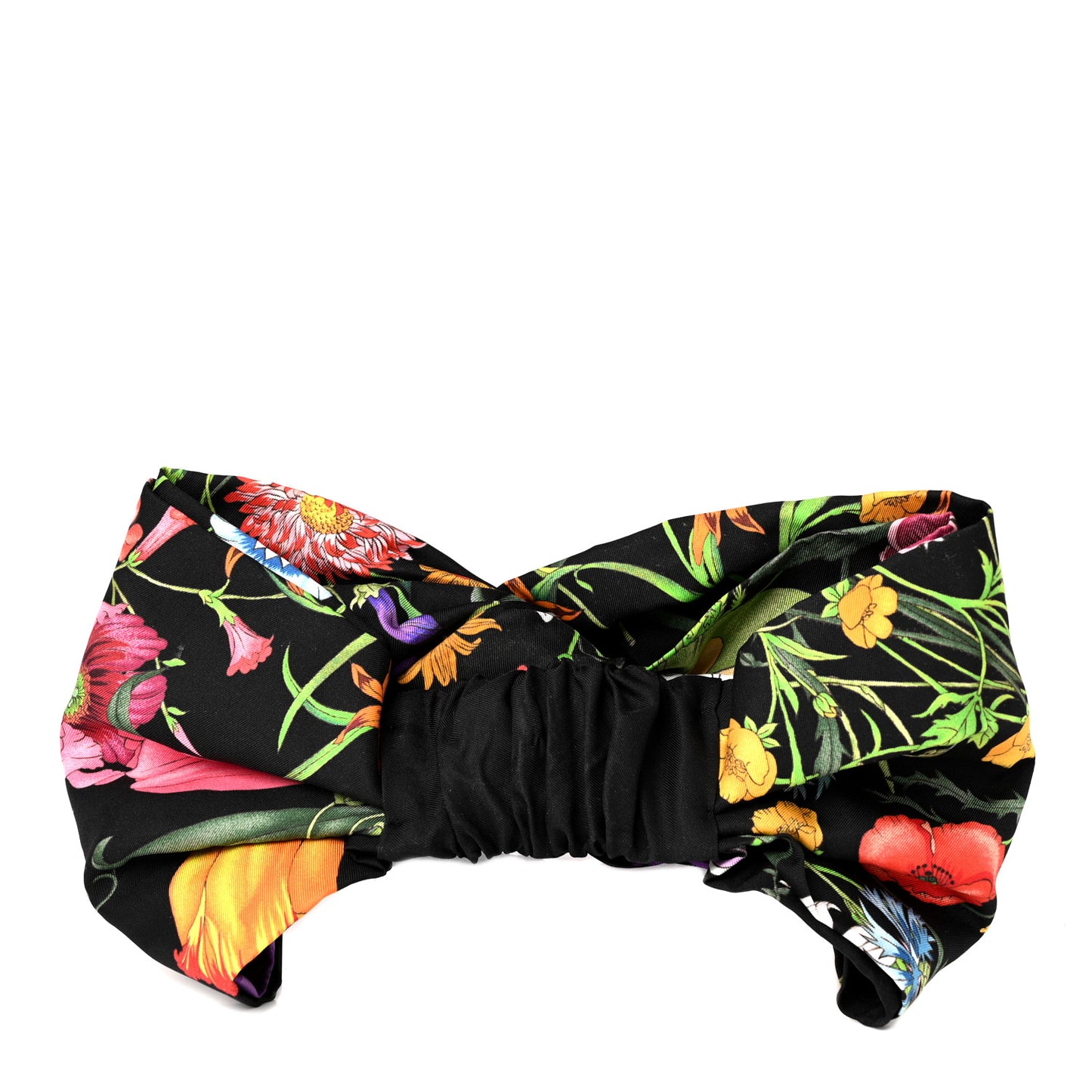 Silk Monogram Flora Print Headband M Black