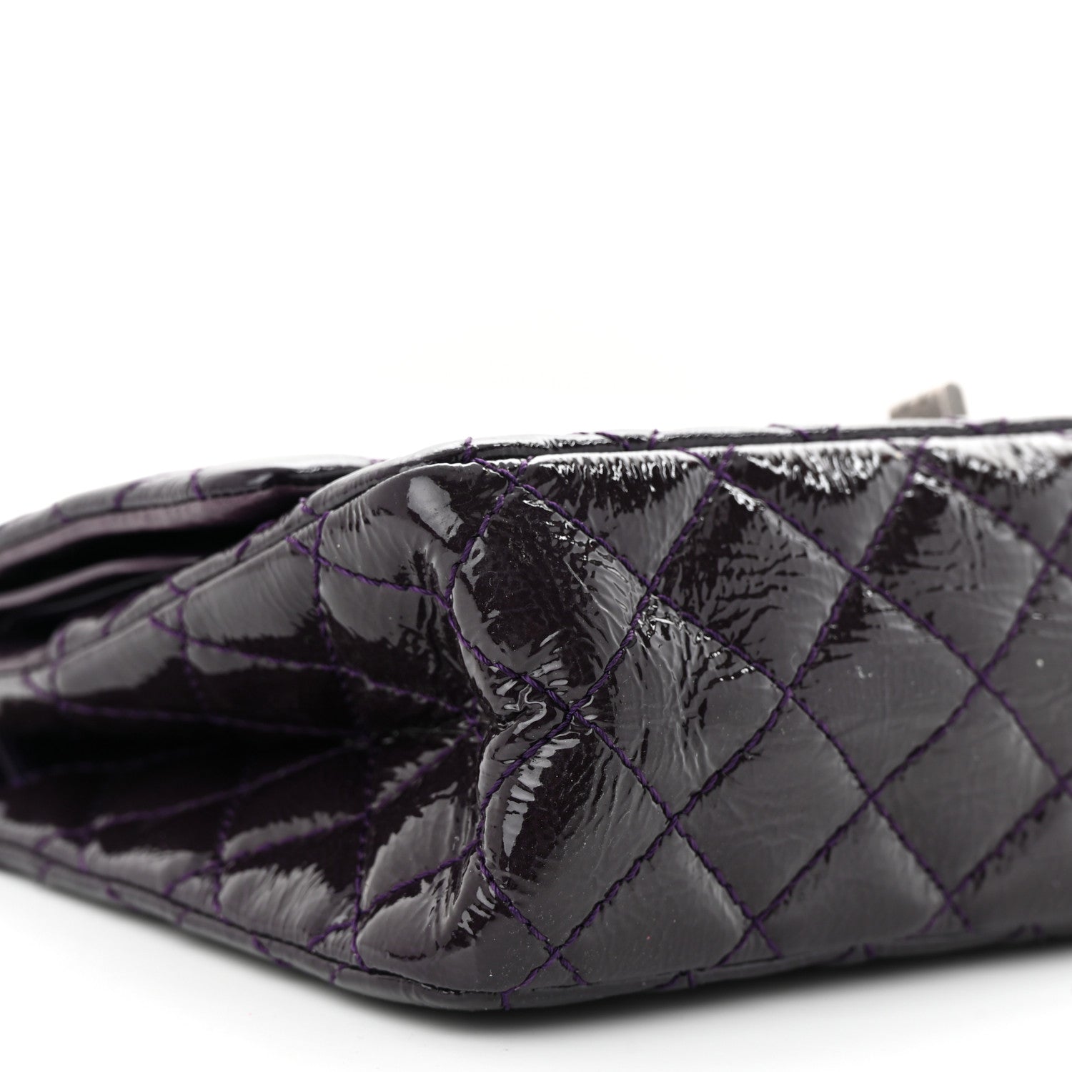 Chanel Distressed Patent Quilted 2.55 Reissue 225 Flap Purple 9 of 12