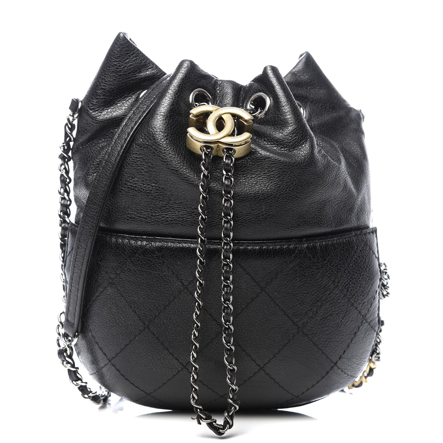 Chanel Calfskin Quilted Small Gabrielle Bucket Black 1 of 9