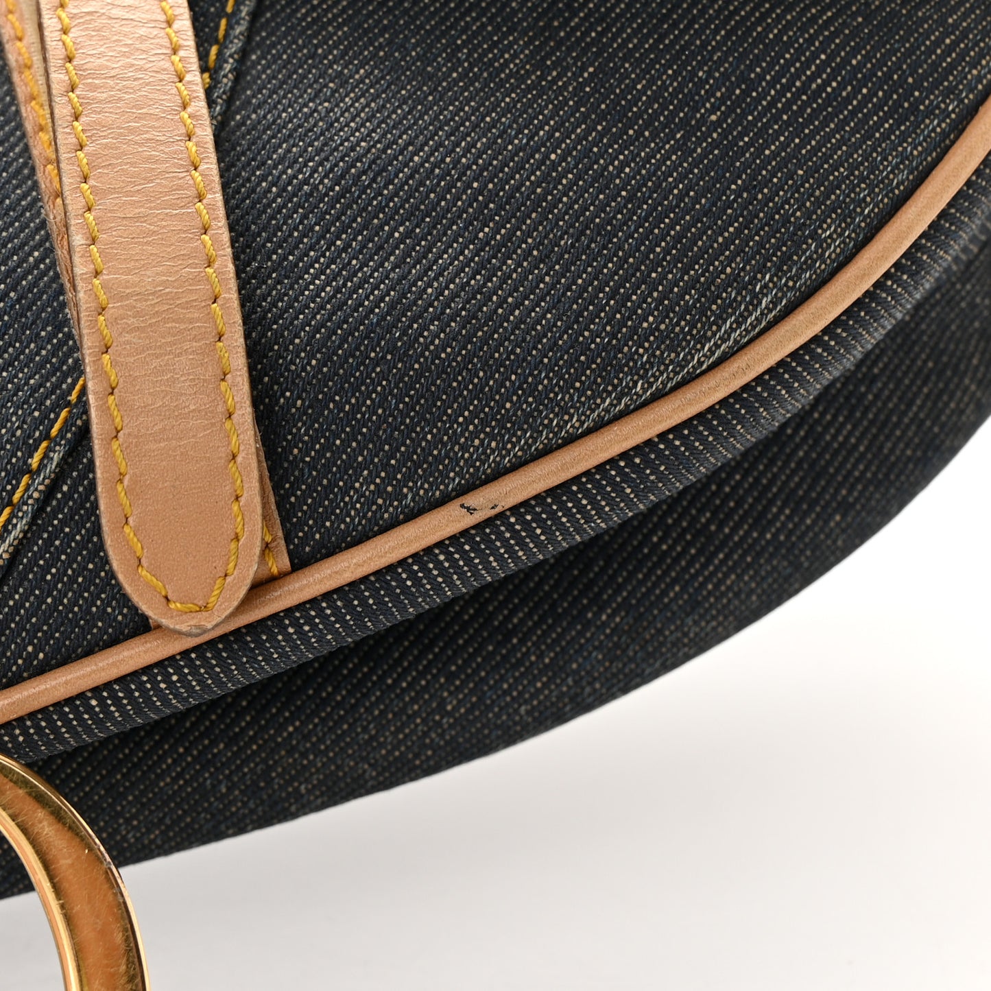 Denim Calfskin Saddle Bag Blue