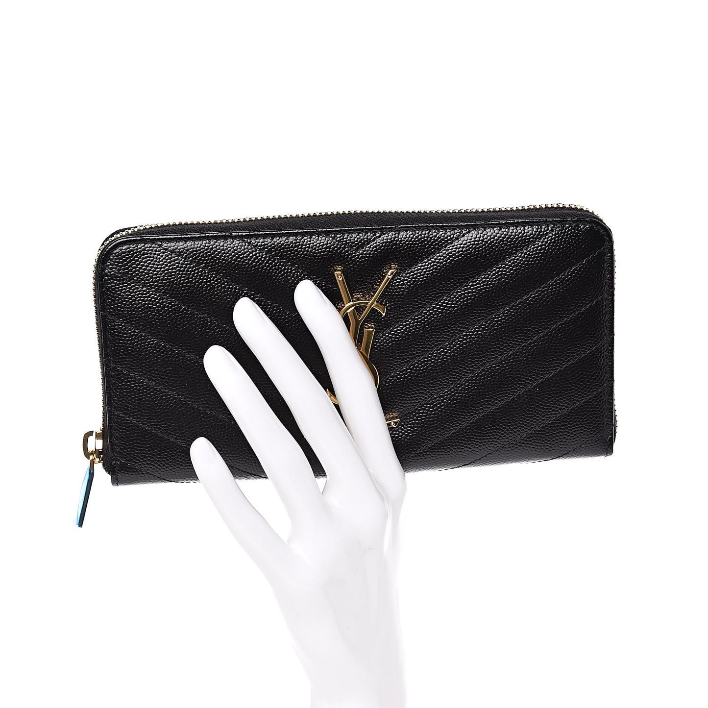 Grain De Poudre Matelasse Chevron Monogram Zip Around Wallet Black