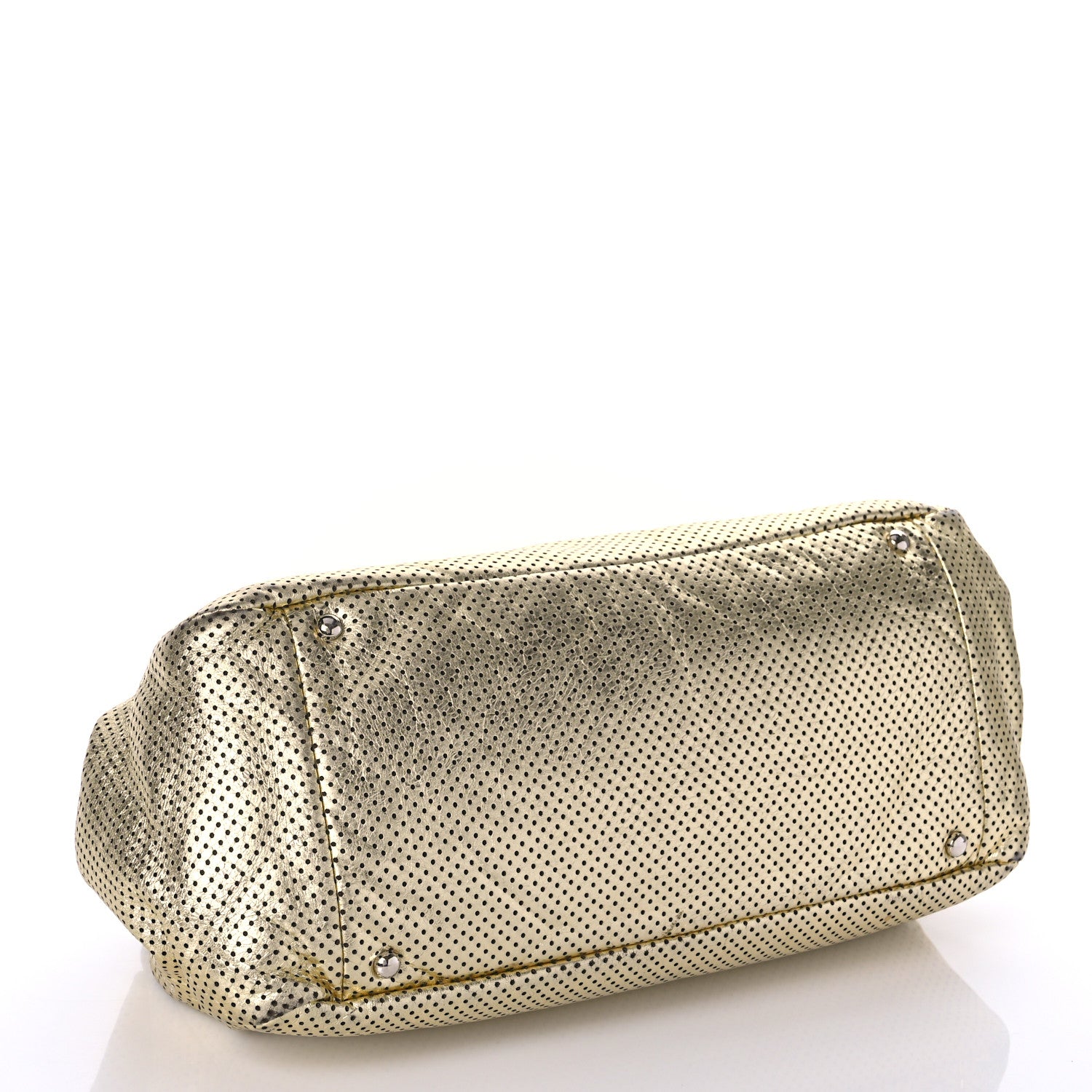 Chanel Metallic Calfskin Perforated Large Drill Accordion Flap Gold 4 of 16