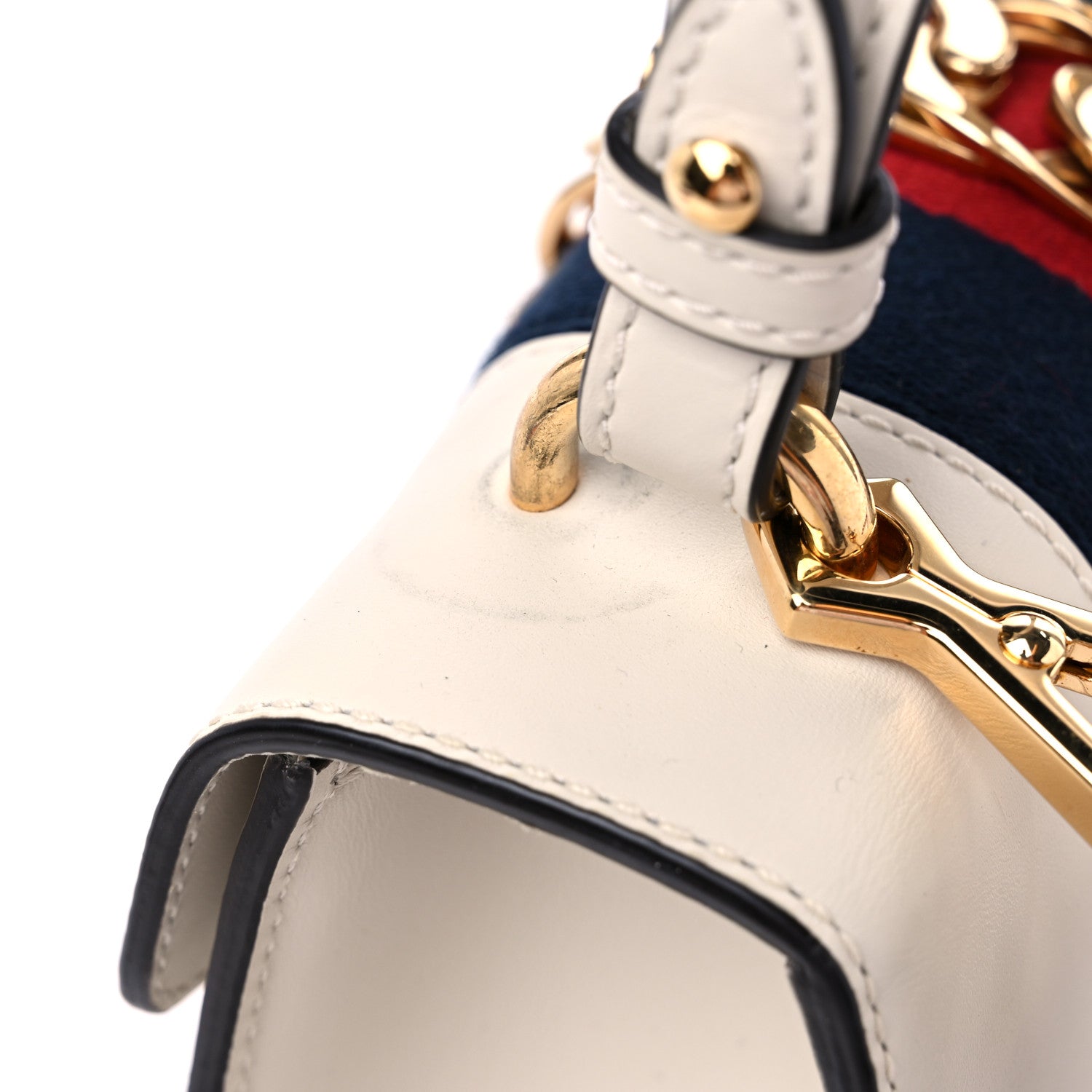 Gucci Calfskin Embroidered Mini Sylvie Top Handle Bag White 12 of 12