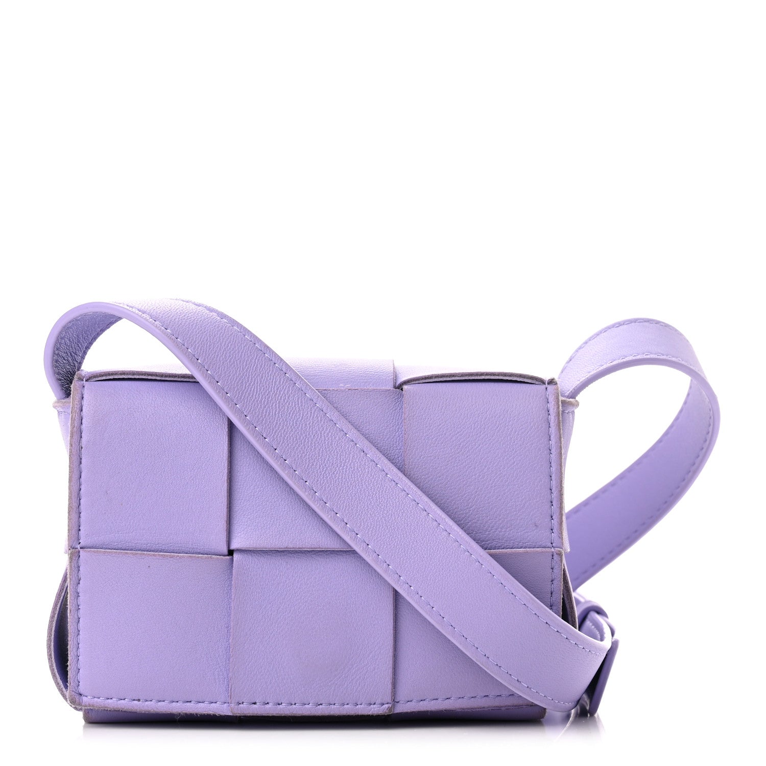 image of BOTTEGA VENETALambskin Intreccio Candy Cassette Crossbody Bag in the color Wisteria by FASHIONPHILE