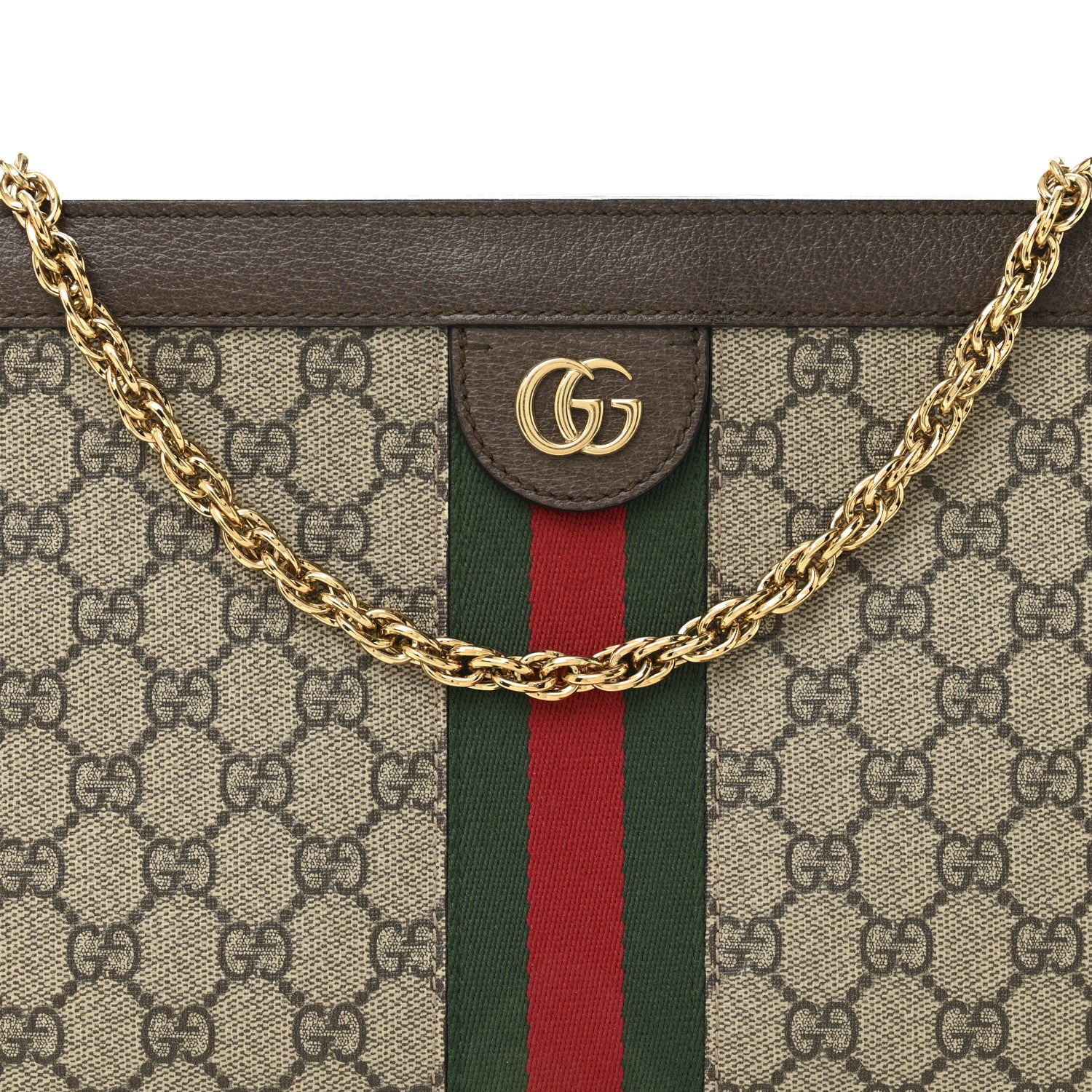 Gucci GG Supreme Monogram Web Medium Ophidia Chain Shoulder Bag Brown 8 of 11
