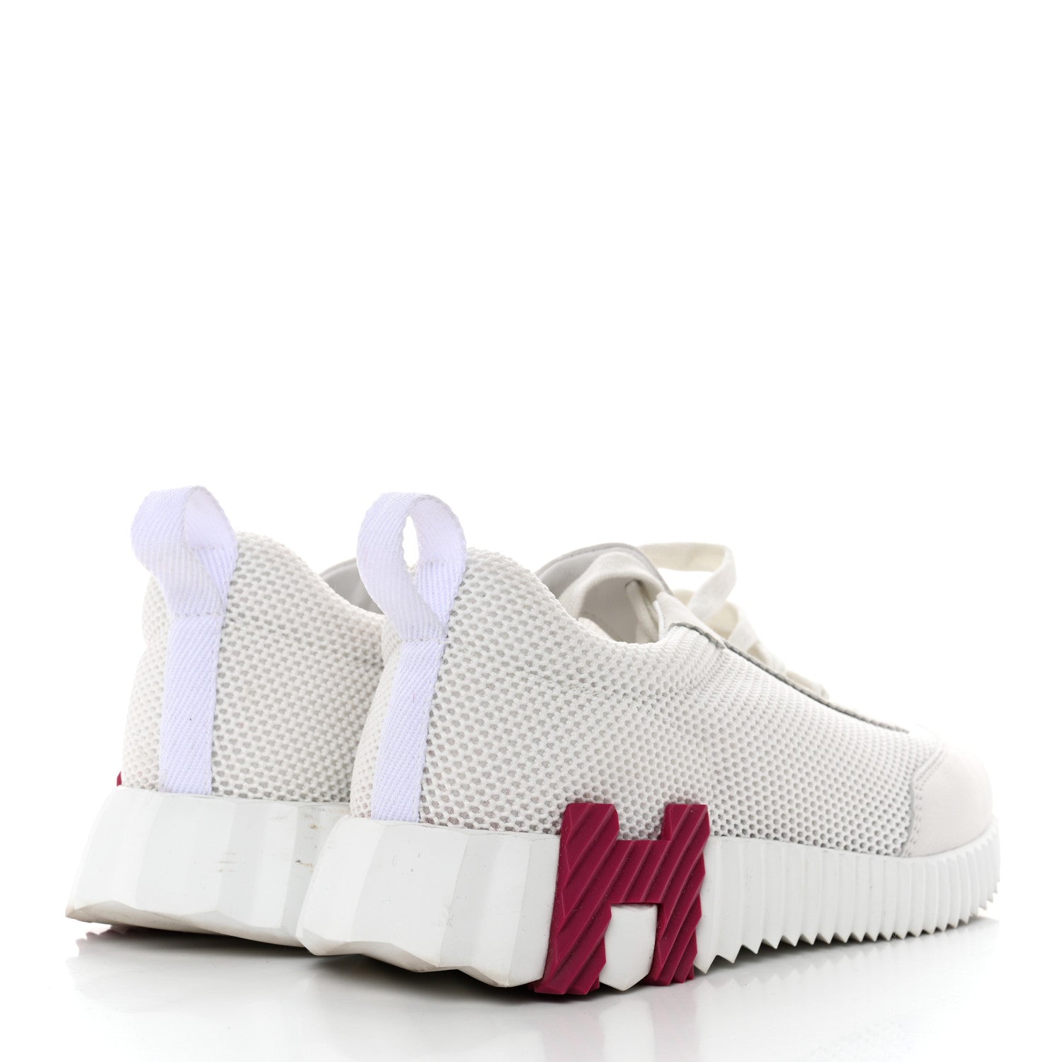 Hermes Air Mesh Suede Goatskin Bouncing Sneakers 37 White Orange Pink 4 of 11