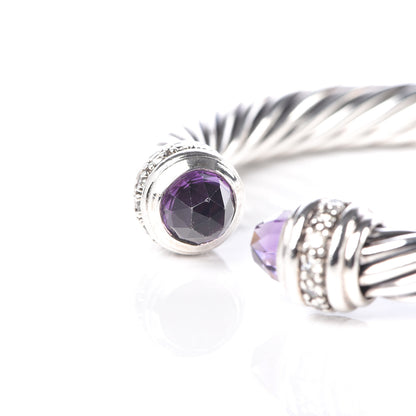 David Yurman Sterling Silver Diamond Amethyst 7mm Cable Classics Bracelet 7 of 7