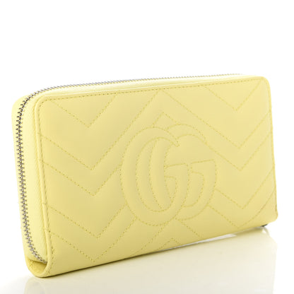 Gucci Calfskin Matelasse GG Marmont Zip Around Wallet Banana 3 of 7