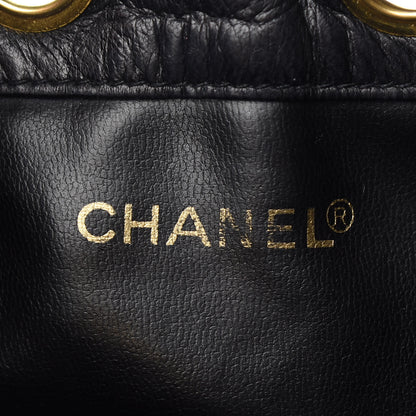 Chanel Lambskin CC Stitched Drawstring Bucket Bag Black 7 of 12