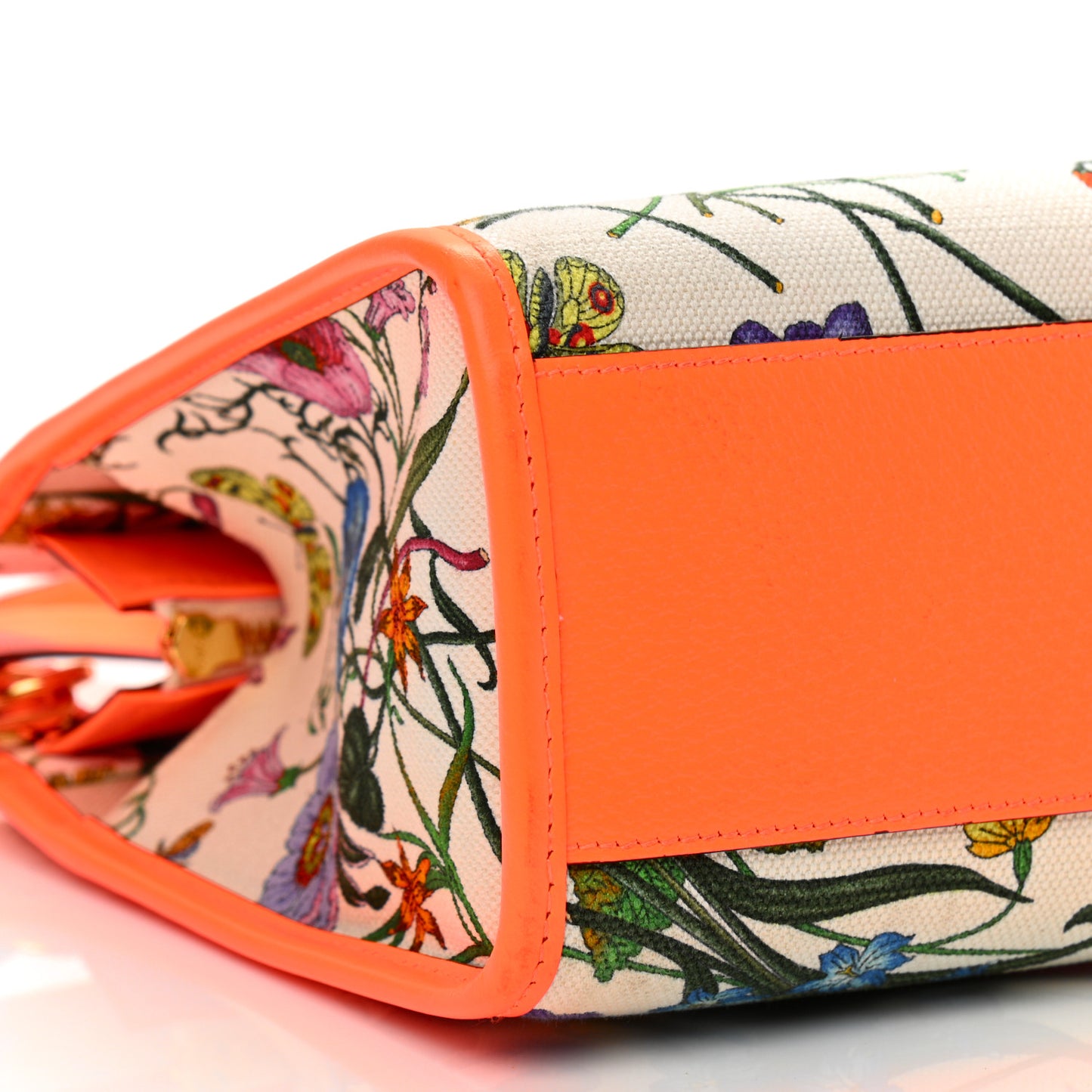 Canvas Medium Flora Tote White Multicolor Orange Fluo