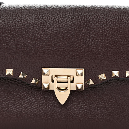 Valentino Garavani Pebbled Calfskin Medium Rockstud Flip Lock Crossbody Bag Rubin 8 of 10