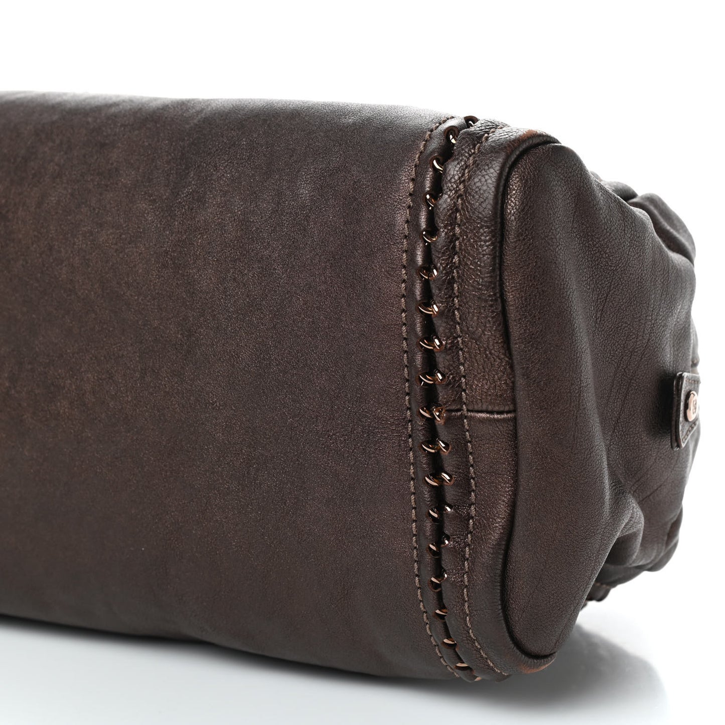 Metallic Goatskin Medium Luxe Ligne Bowler Bronze