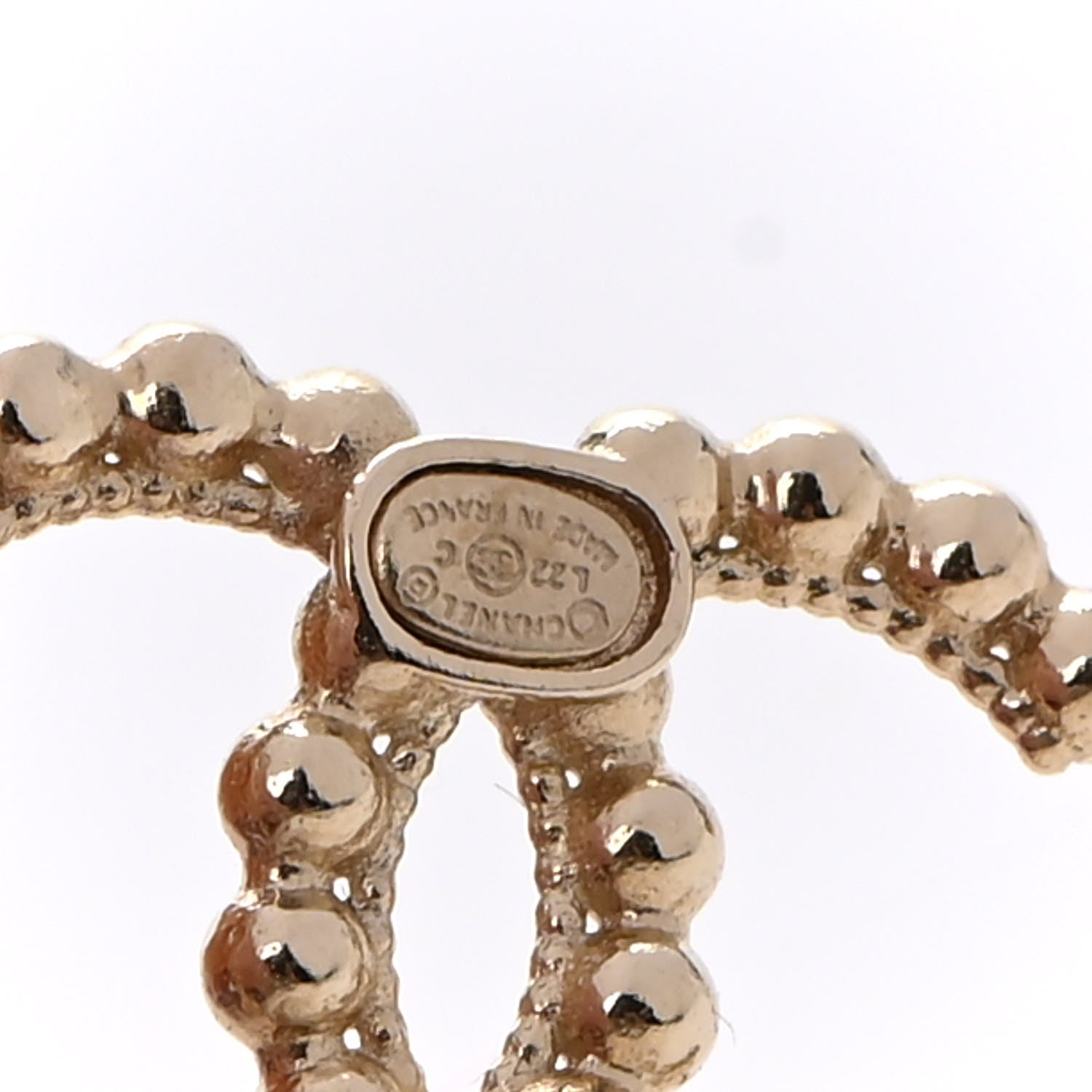 Chanel Metal Bead CC Drop Earrings Gold 4 of 5