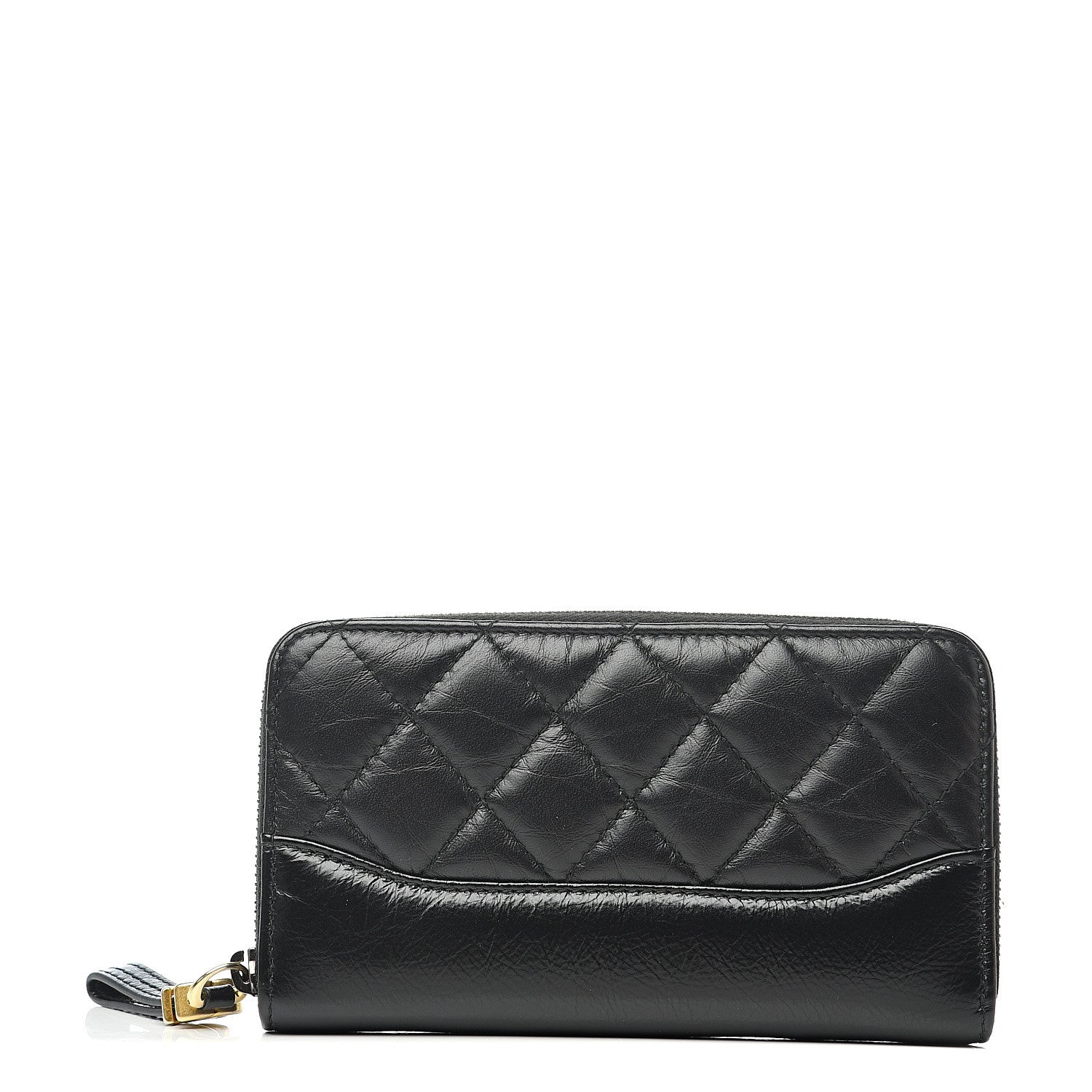 Chanel Aged Calfskin Quilted Small Gabrielle Zip Around Wallet Black 1 of 8