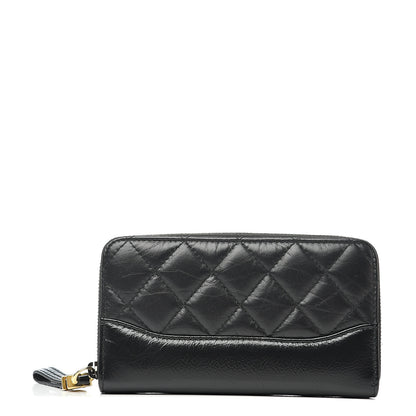 Chanel Aged Calfskin Quilted Small Gabrielle Zip Around Wallet Black 1 of 8