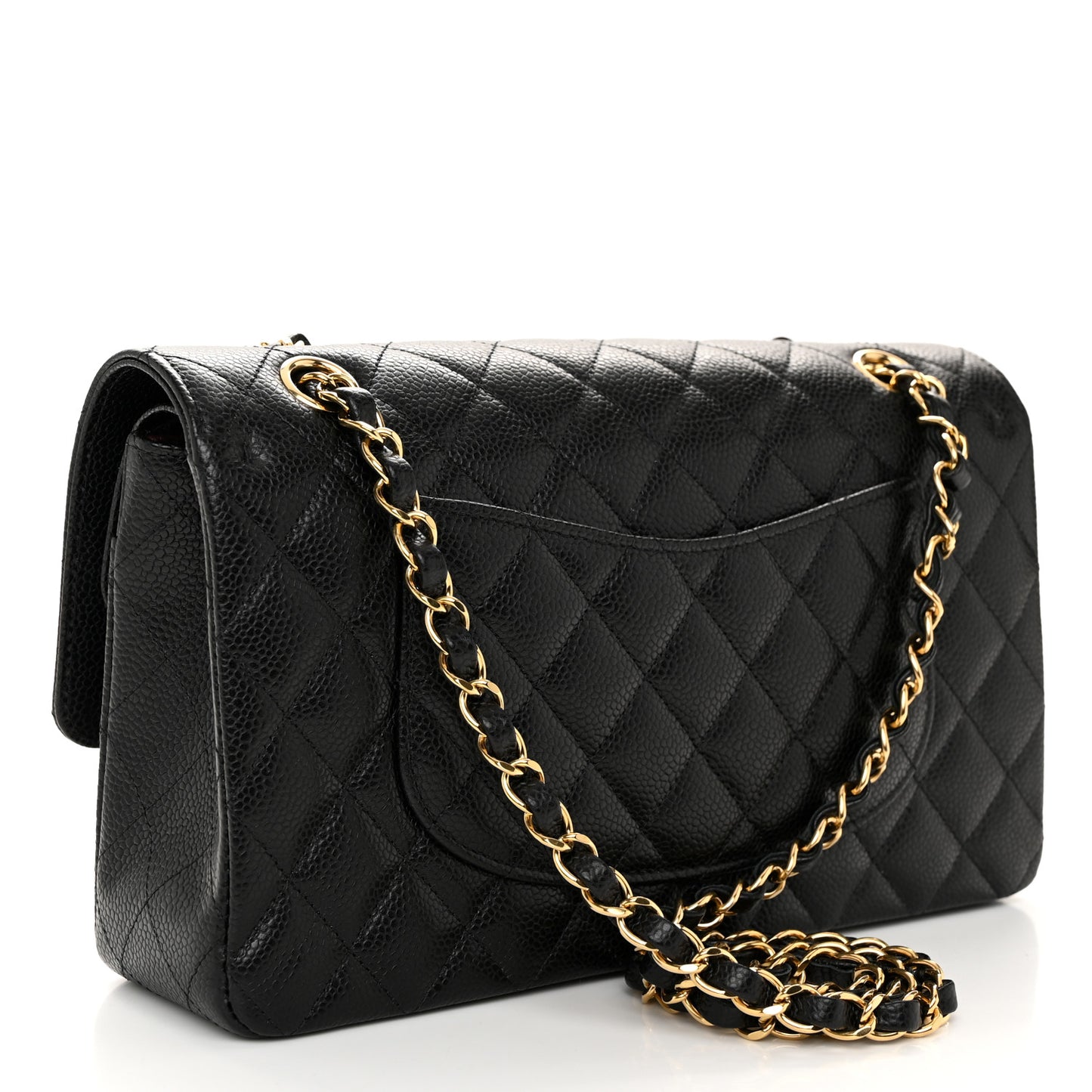 Caviar Quilted Medium Double Flap Black