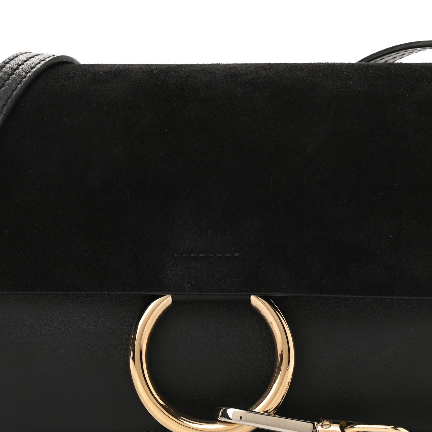 Suede Calfskin Small Faye Shoulder Bag Black