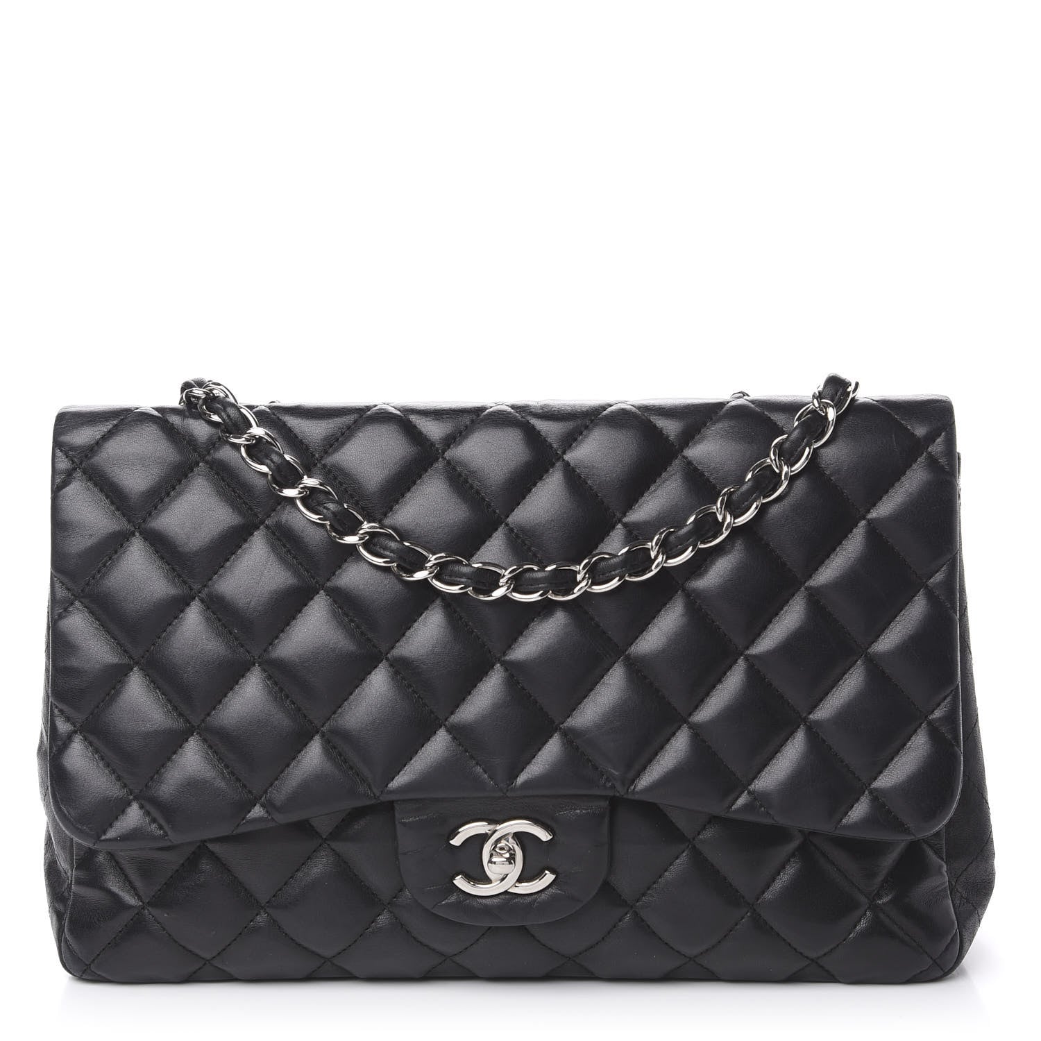 Chanel Lambskin Quilted Jumbo Single Flap Black 1 of 14