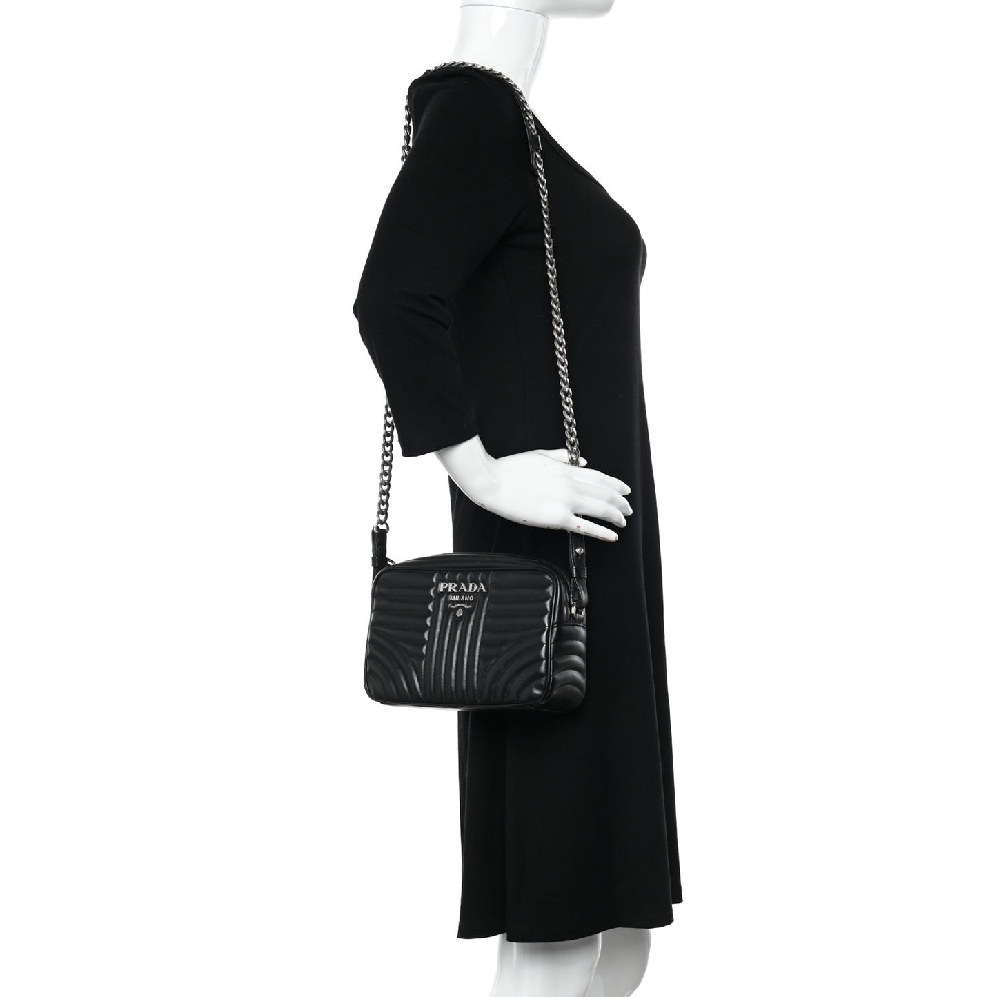 Soft Calfskin Diagramme Camera Bag Black