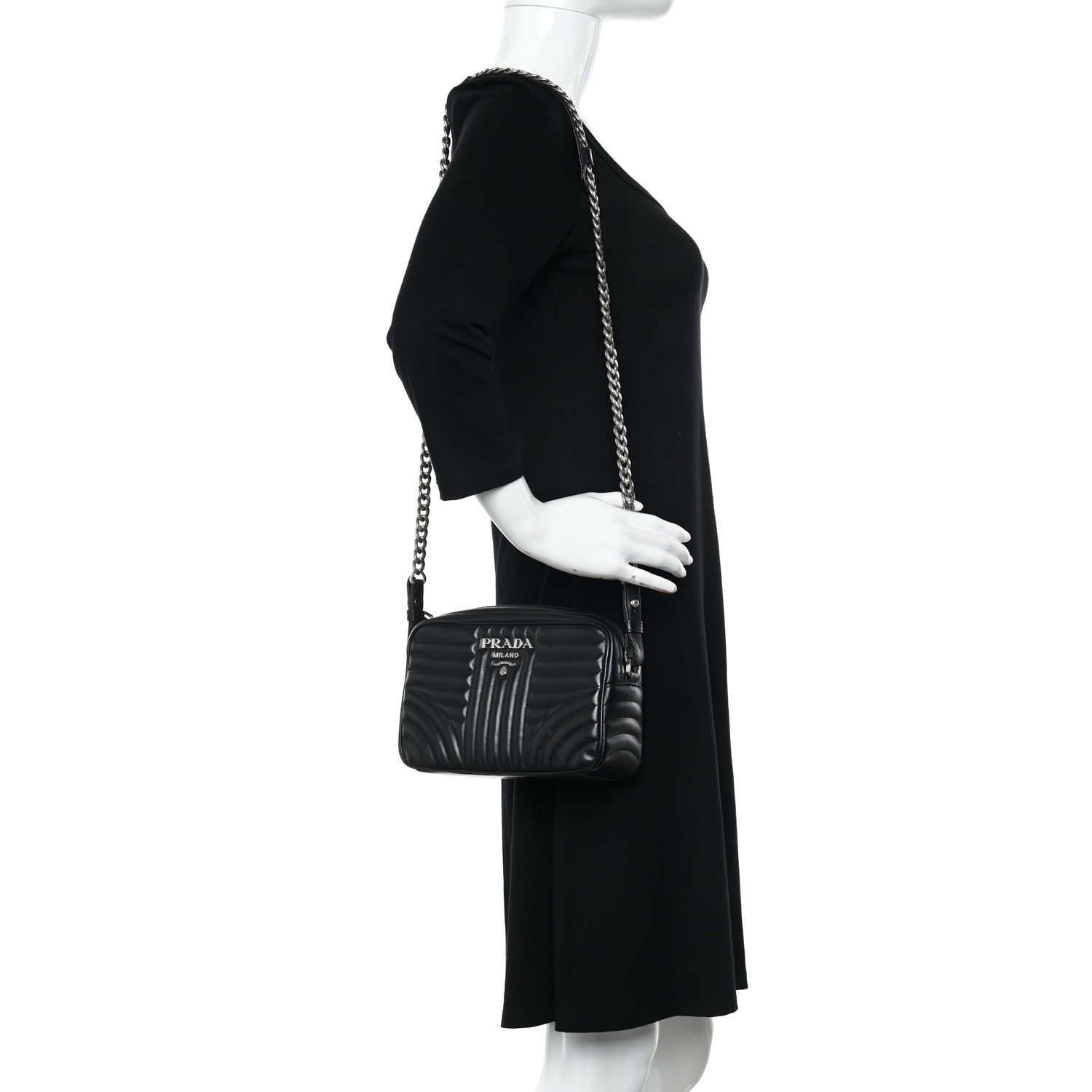 Prada Soft Calfskin Diagramme Camera Bag Black 2 of 10