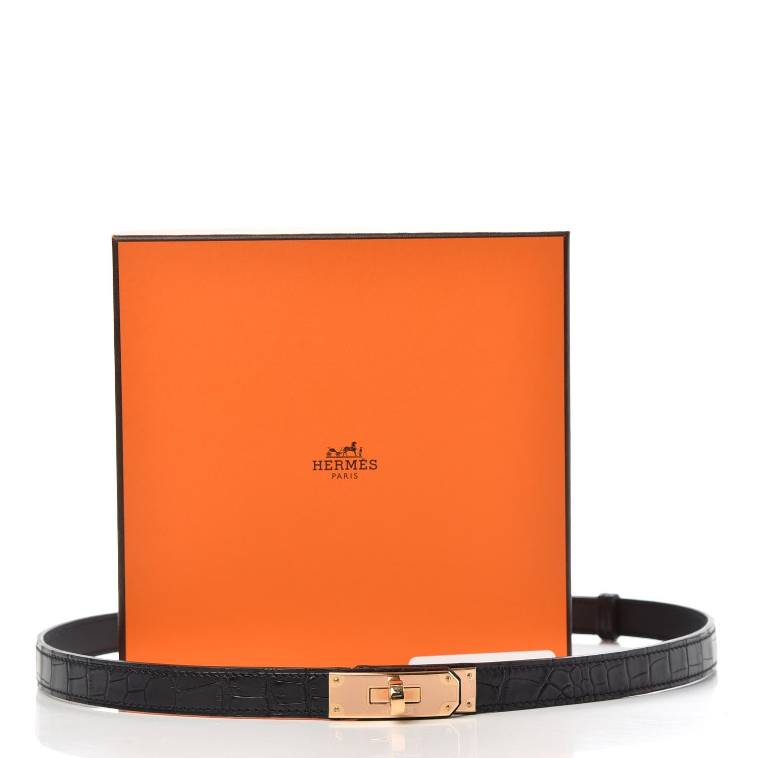 Hermes Matte Alligator Kelly Belt Black 4 of 4