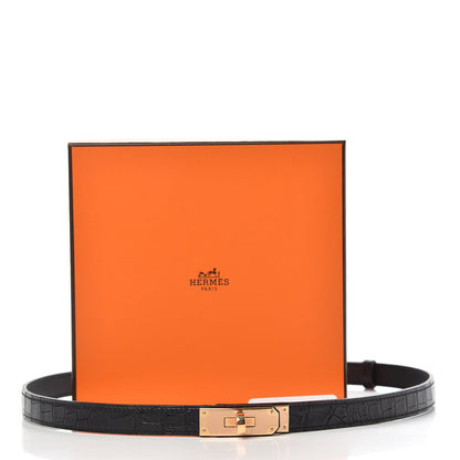 Hermes Matte Alligator Kelly Belt Black 4 of 4