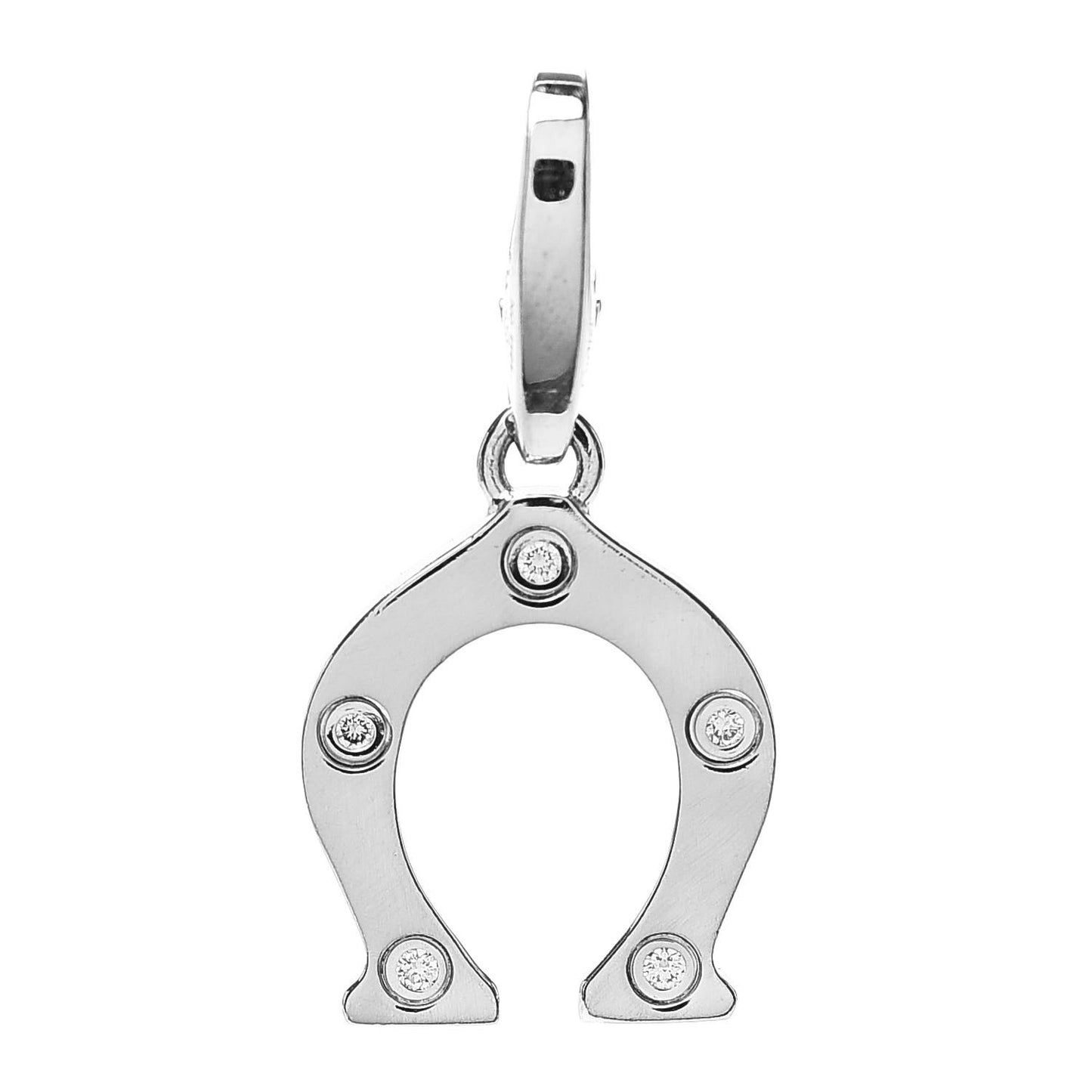 18K White Gold Diamond Horseshoe Charm