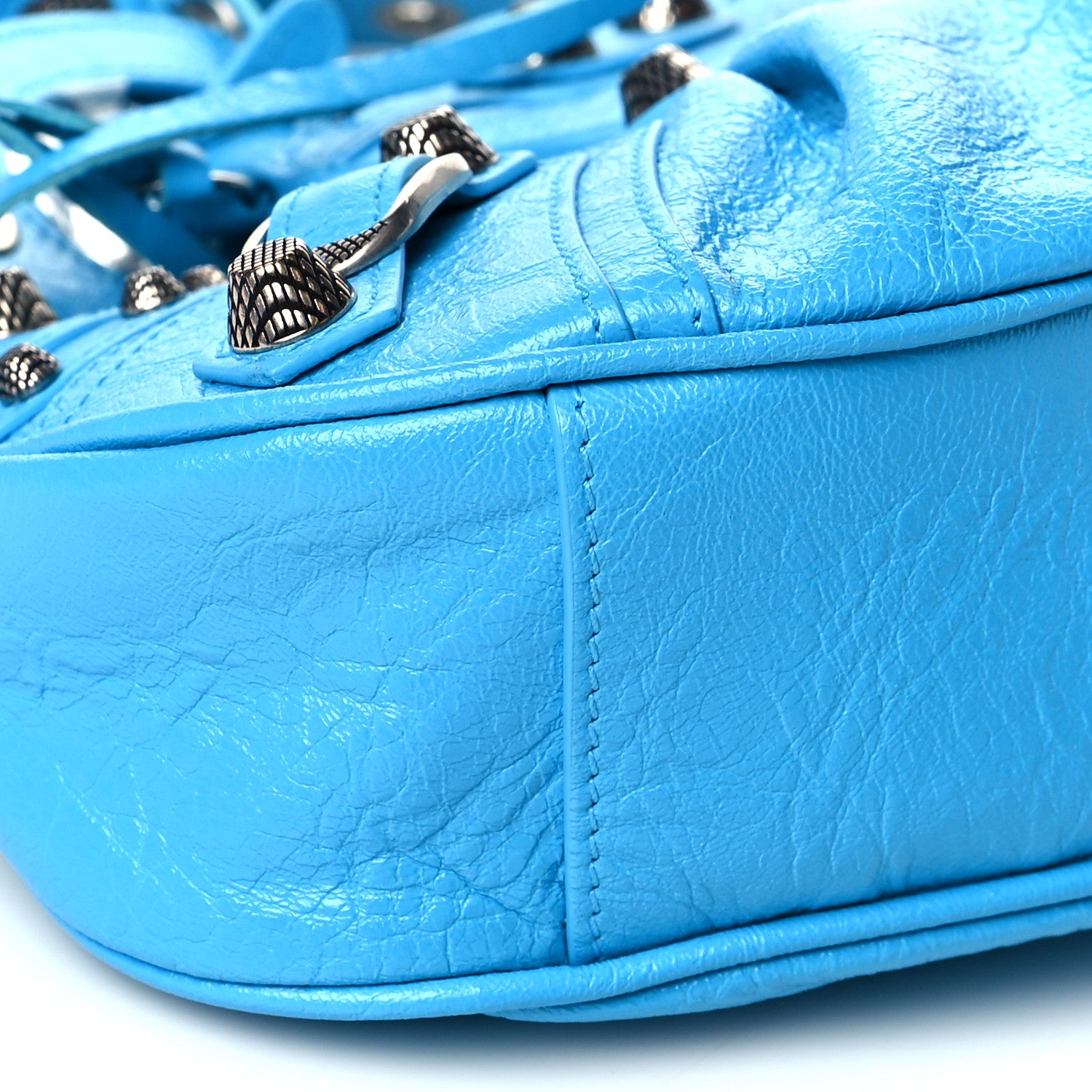 Balenciaga Agneau Arena Le Cagole Shoulder Bag XS Cyan 9 of 10