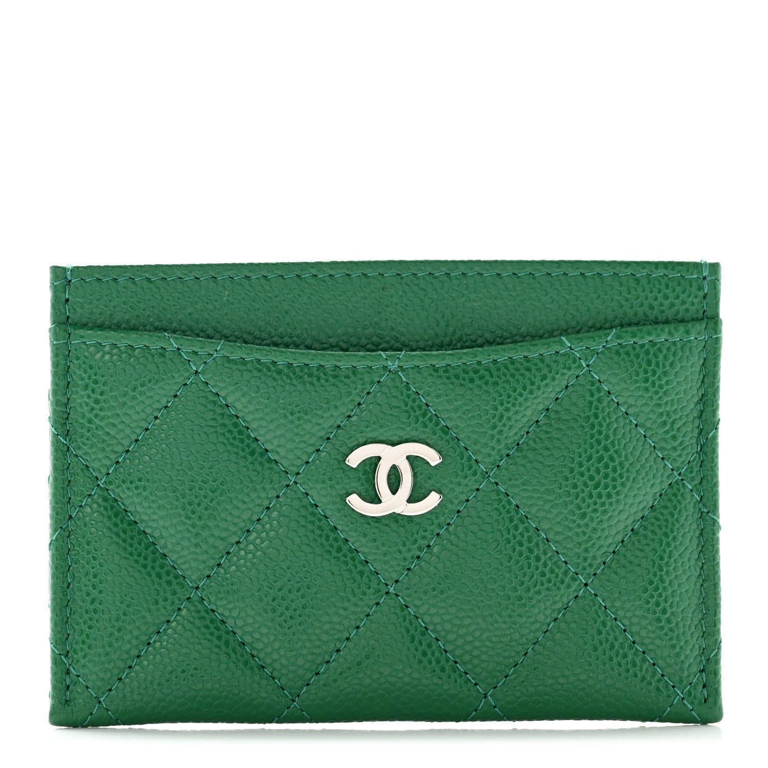 Chanel Caviar Quilted Card Holder Green 1 of 9