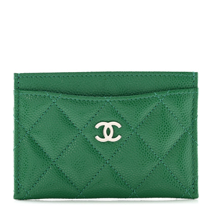 Chanel Caviar Quilted Card Holder Green 1 of 9