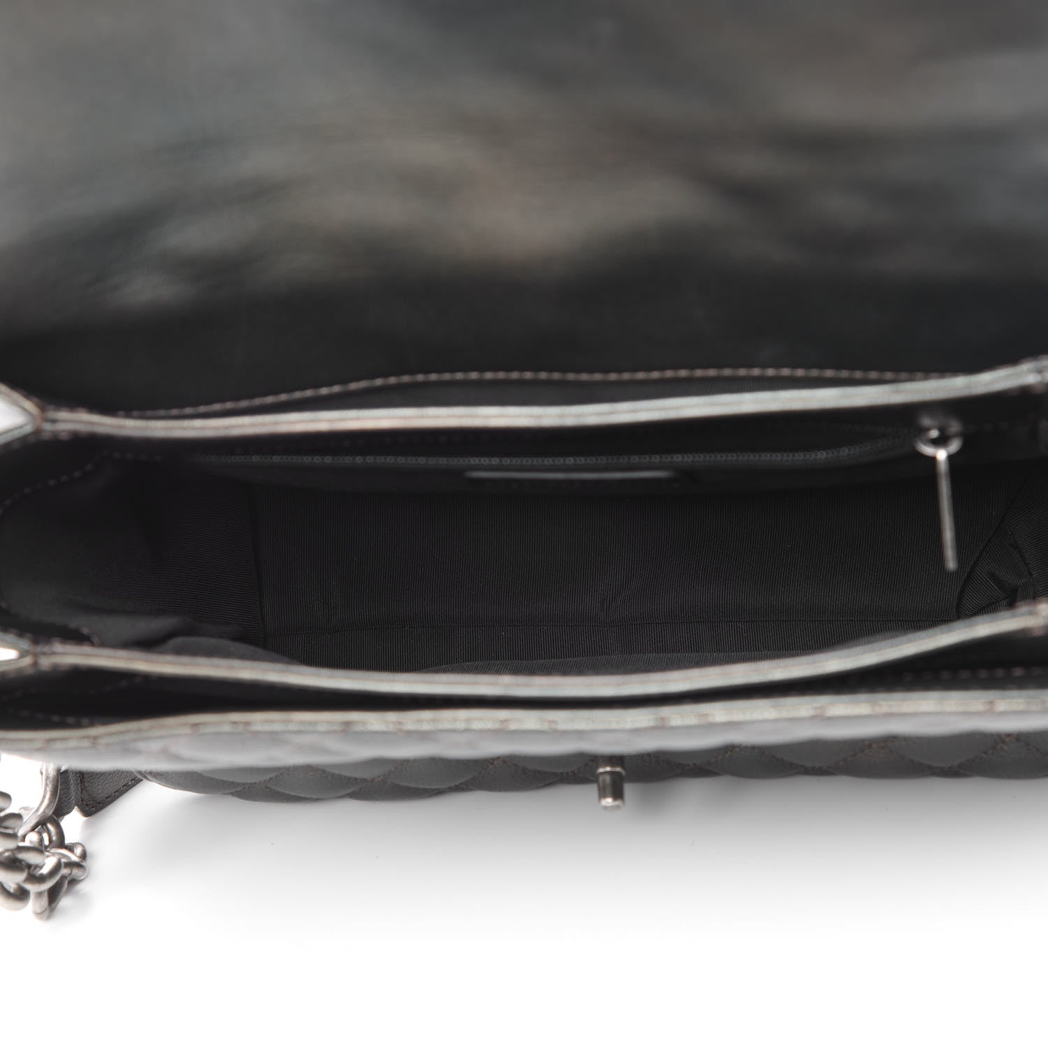 Chanel Metallic Goatskin Quilted Medium Rock In Rome Flap Charcoal 5 of 13
