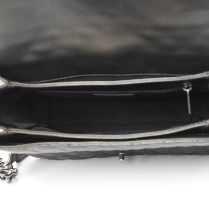 Chanel Metallic Goatskin Quilted Medium Rock In Rome Flap Charcoal 5 of 13