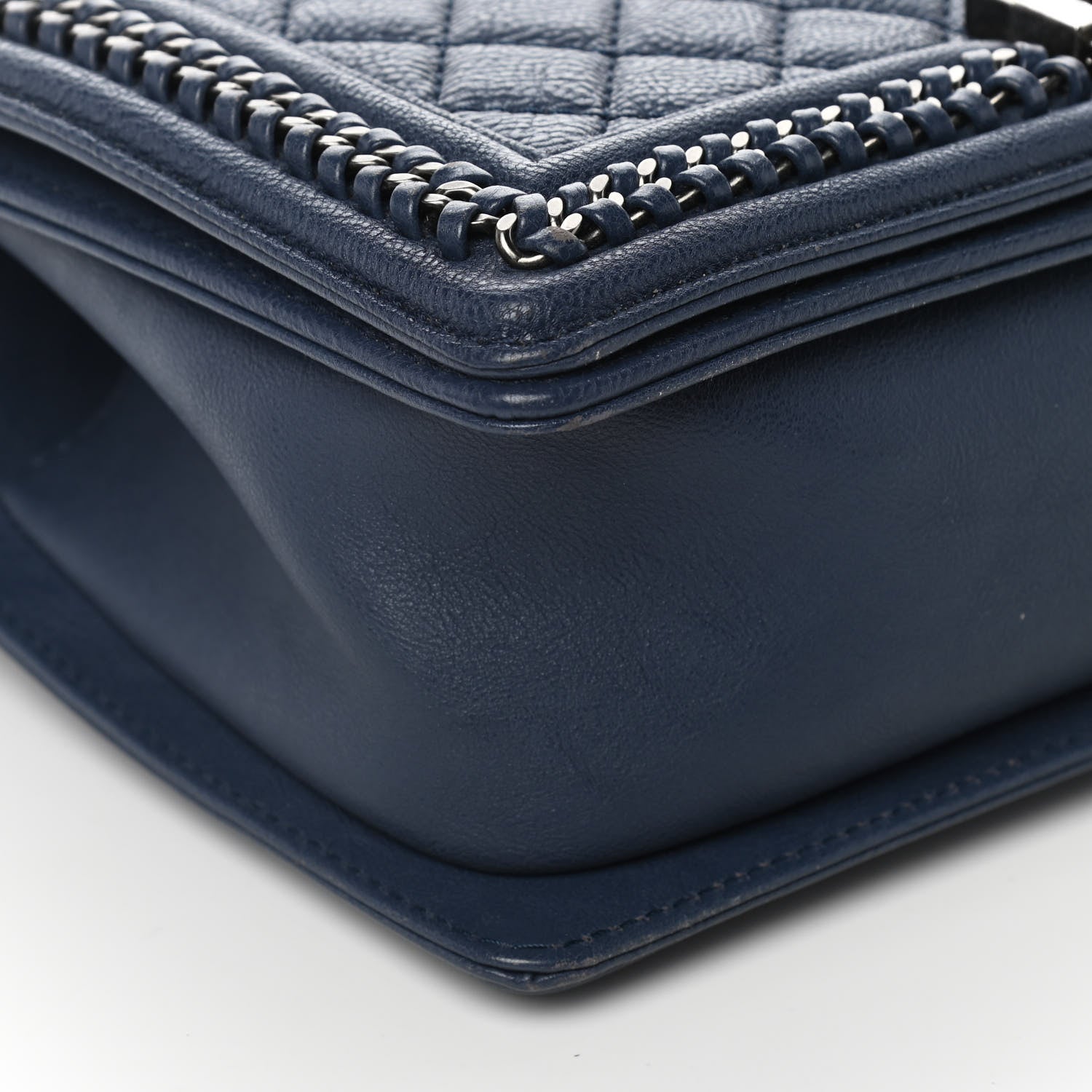Chanel Calfskin Quilted Medium Top Handle Boy Flap Blue 9 of 11