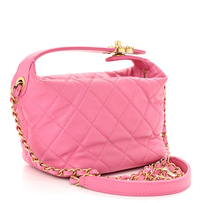 Chanel Lambskin Quilted Small Perfect Meeting Hobo Pink 3 of 9