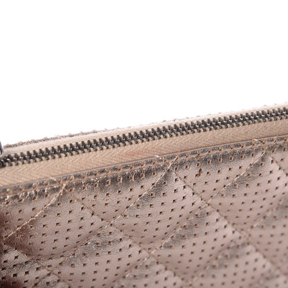 Chanel Metallic Perforated Lambskin Quilted Medium Cosmetic Case Light Gold 8 of 8