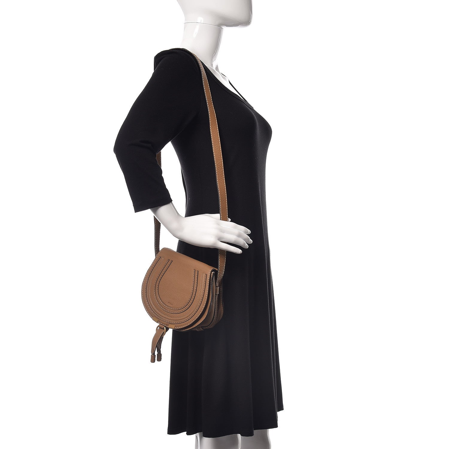 Chloe Calfskin Mini Marcie Round Crossbody Bag Nut 2 of 10