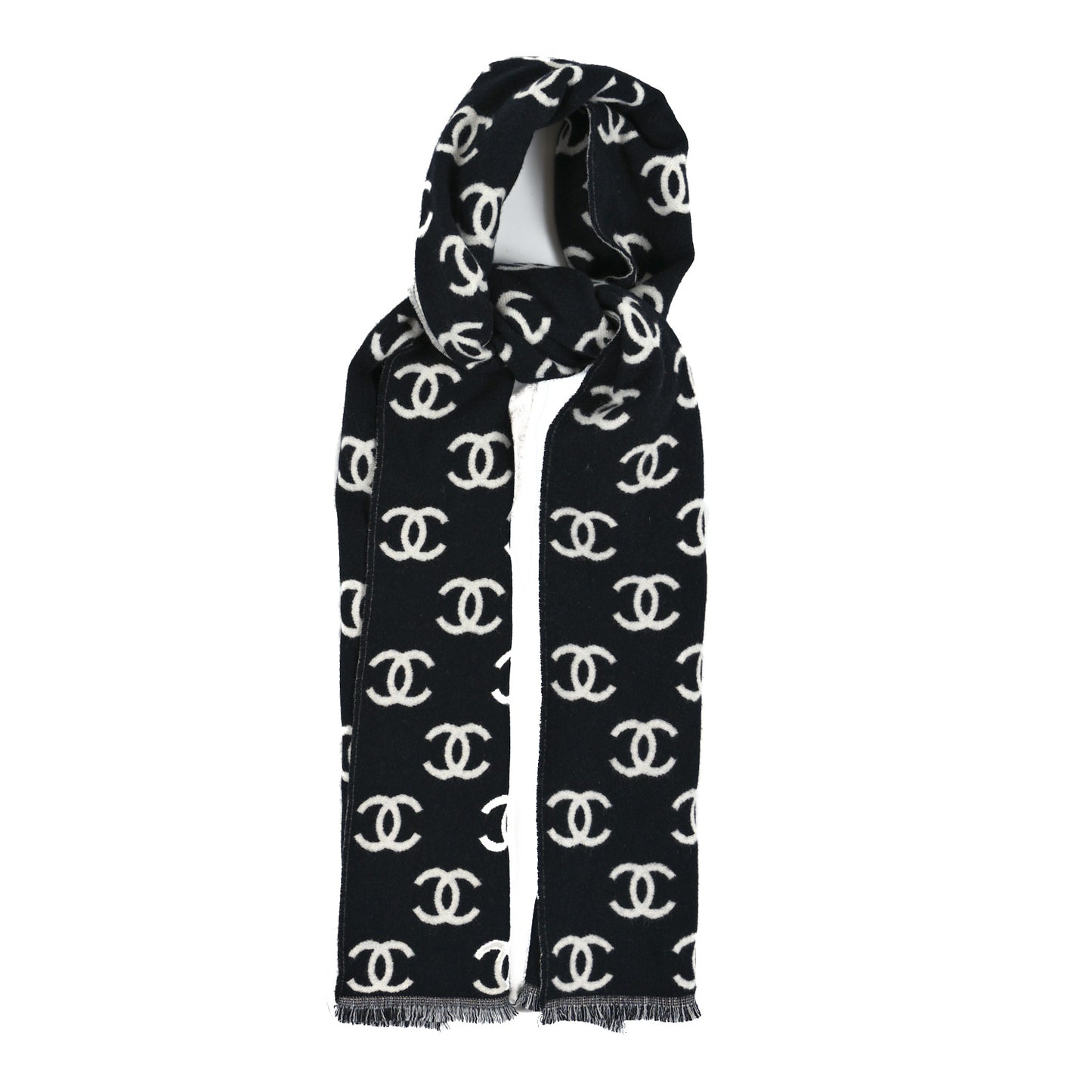 Wool Cashmere CC Scarf Black White