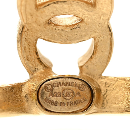Chanel Crystal Strass CC Double Hoop Earrings Gold 4 of 5