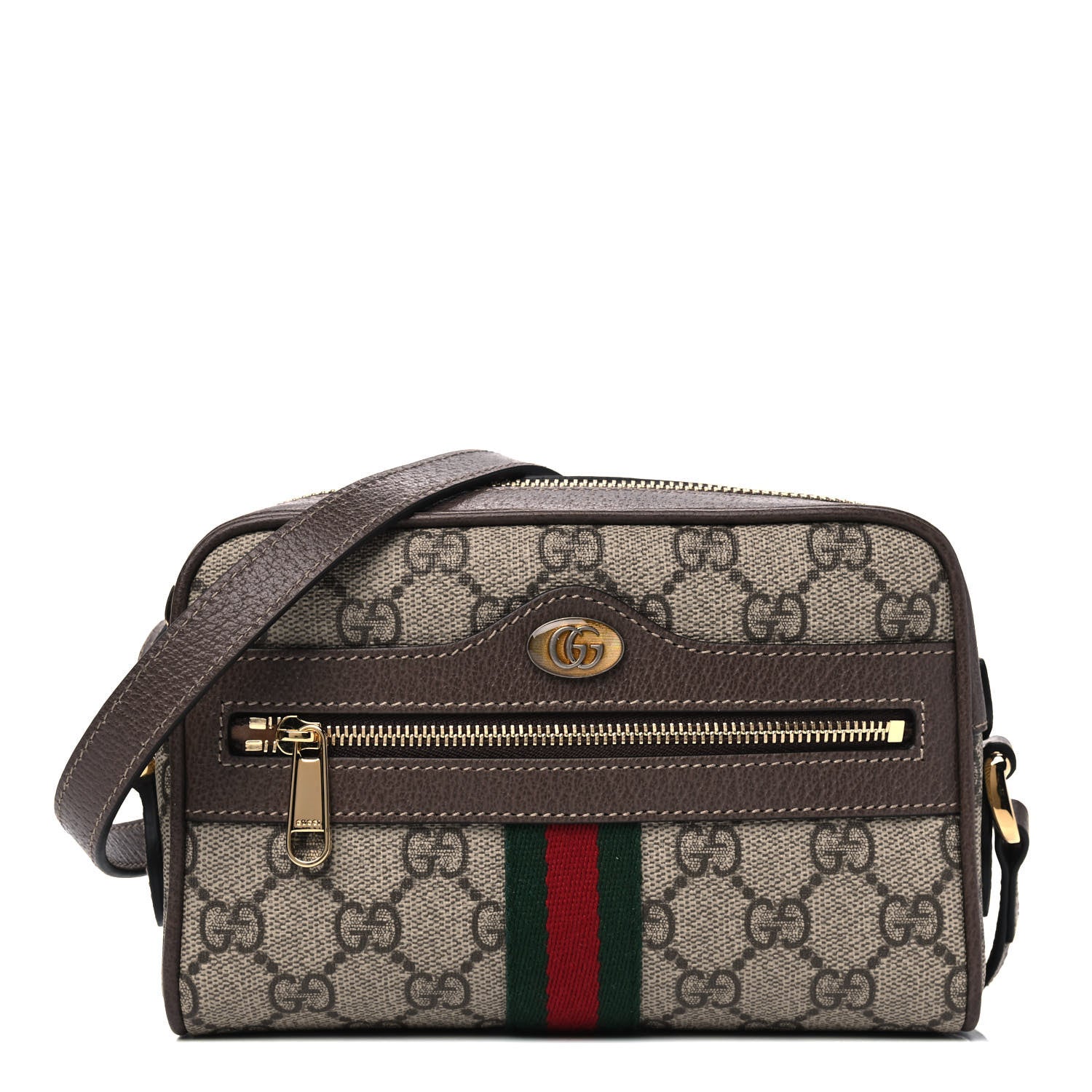 Gucci GG Supreme Monogram Web Mini Ophidia Shoulder Bag Brown 1 of 4