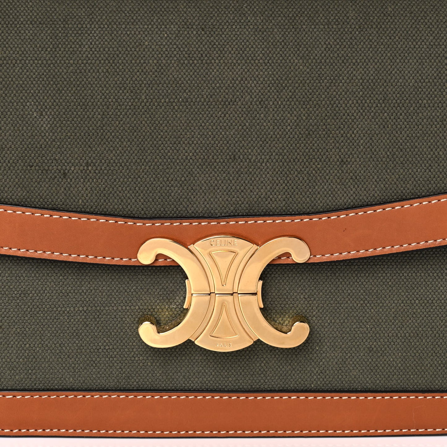 Textile Natural Calfskin Classique Triomphe Khaki Tan