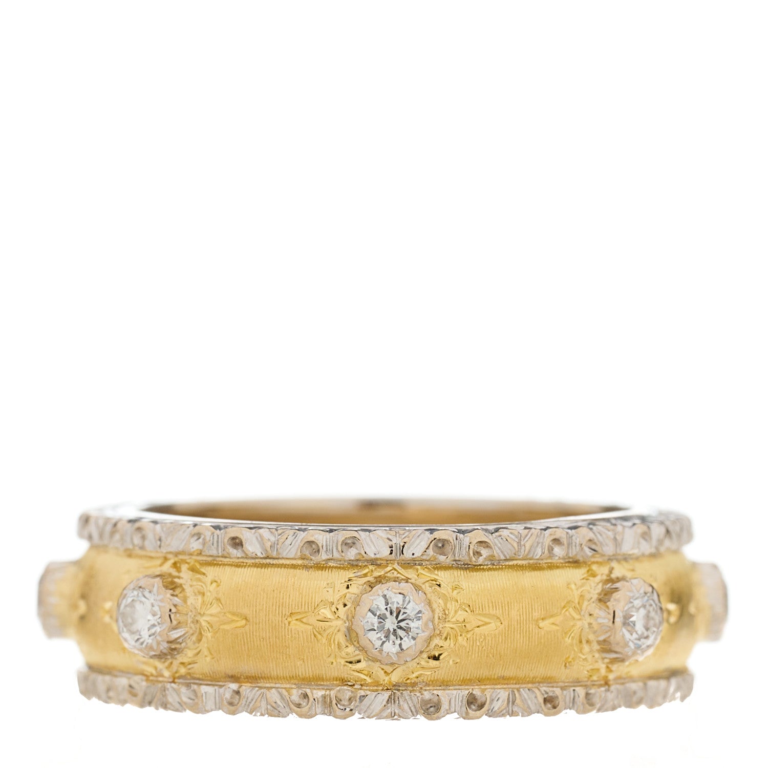 Buccellati 18K Yellow White Gold Diamond Macri Capri Eternelle Ring 49 5 1 of 6
