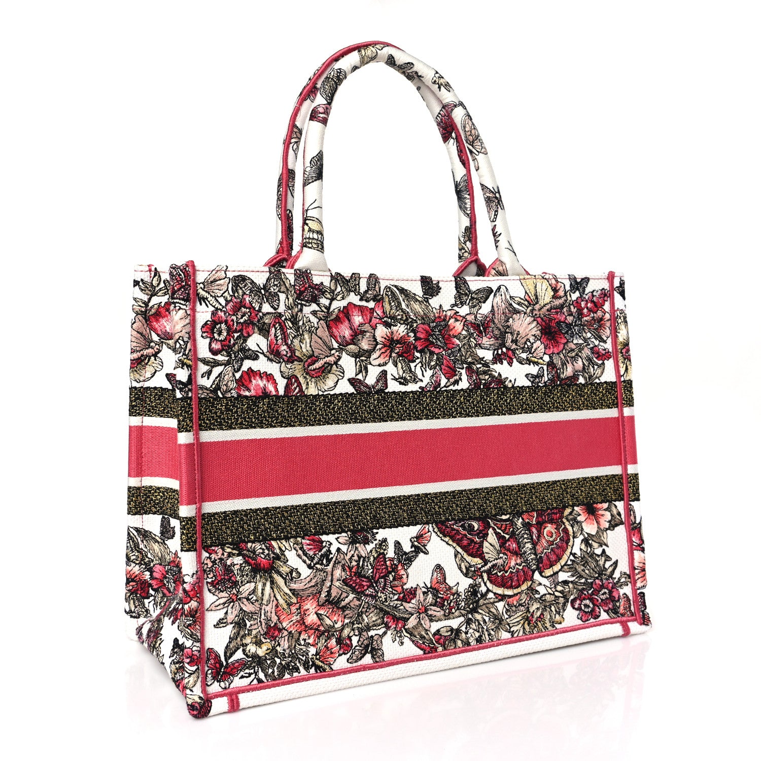 Christian Dior Canvas Embroidered Medium Butterfly Print Book Tote Multicolor 3 of 9